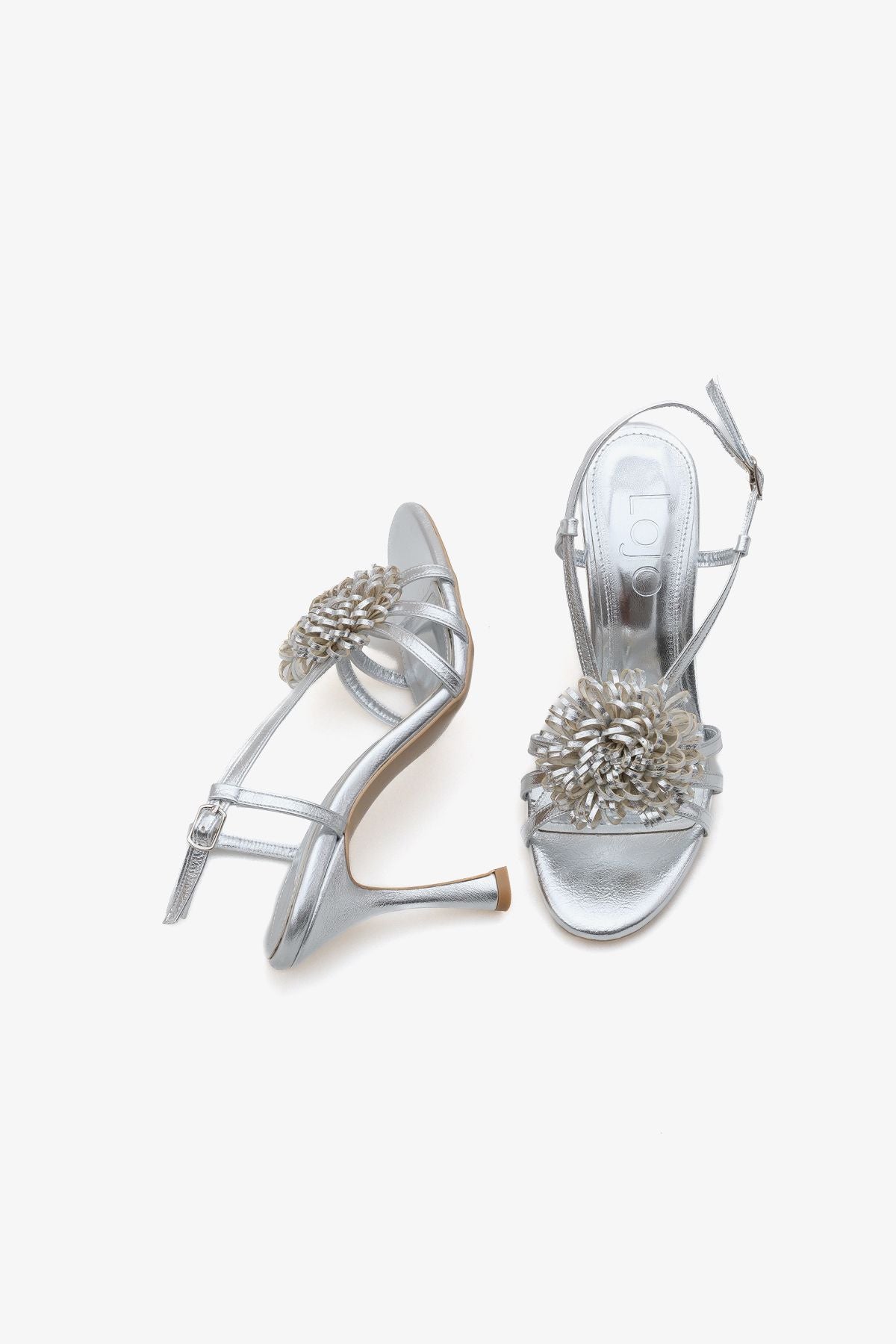 Kadın Çiçek Tokalı Önü Açık Topuklu Ayakkabı Fres