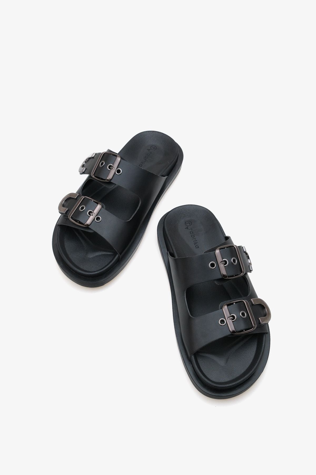 Kadın Çift Bantlı Altın Troklu Günlük Terlik Laris