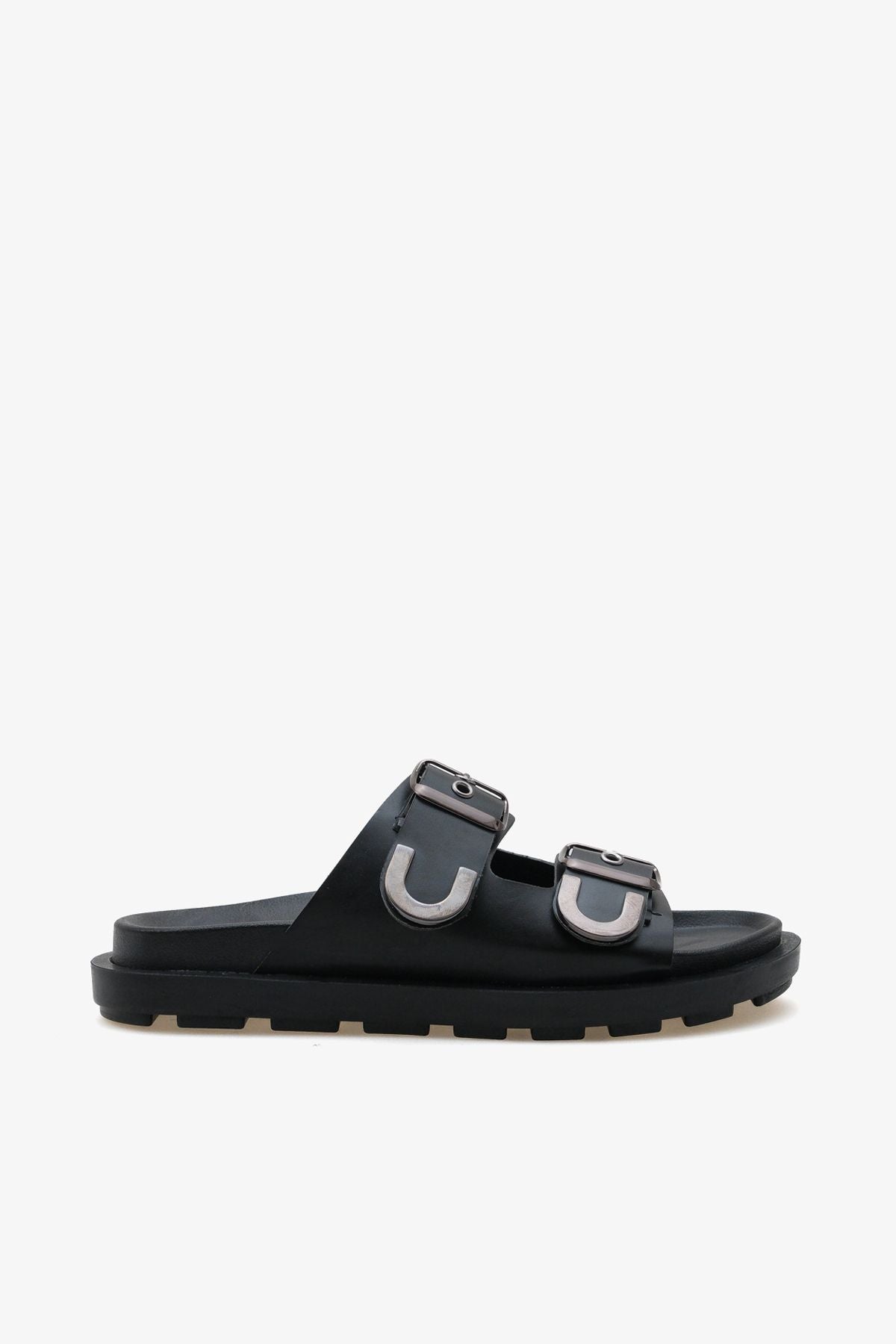 Kadın Çift Bantlı Altın Troklu Günlük Terlik Laris