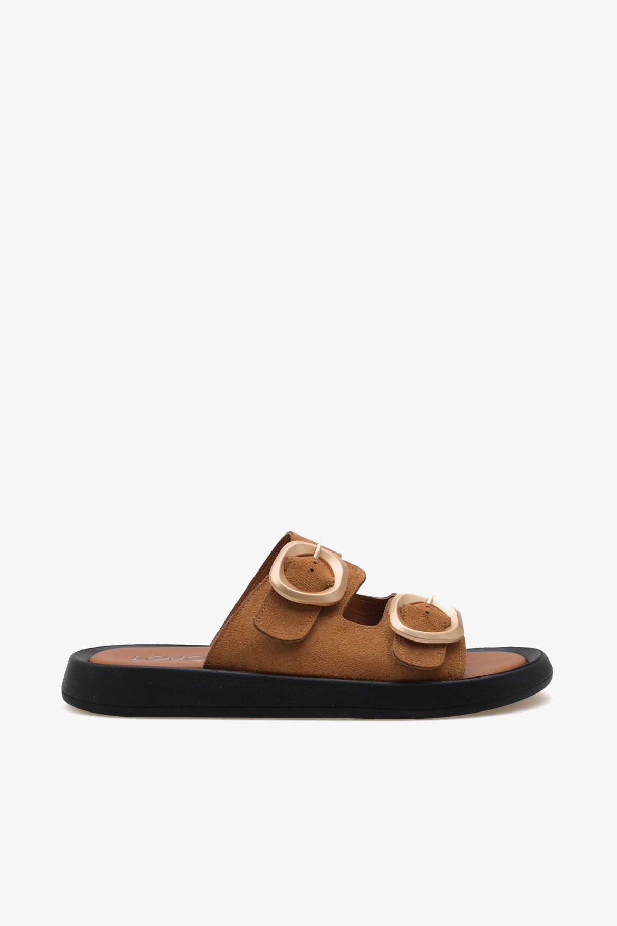 Kadın çift bantlı tokalı günlük terlik formes