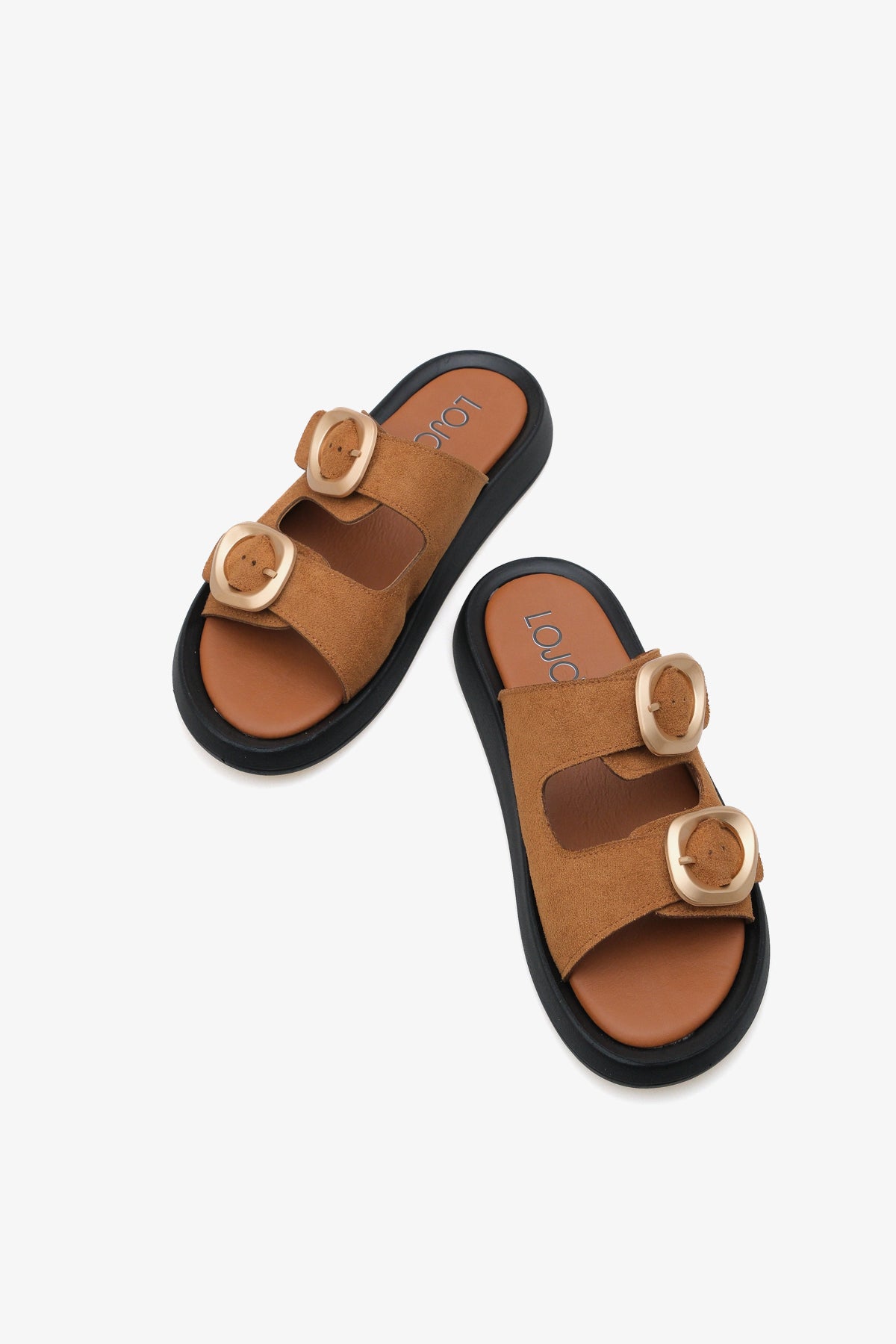 Kadın çift bantlı tokalı günlük terlik formes