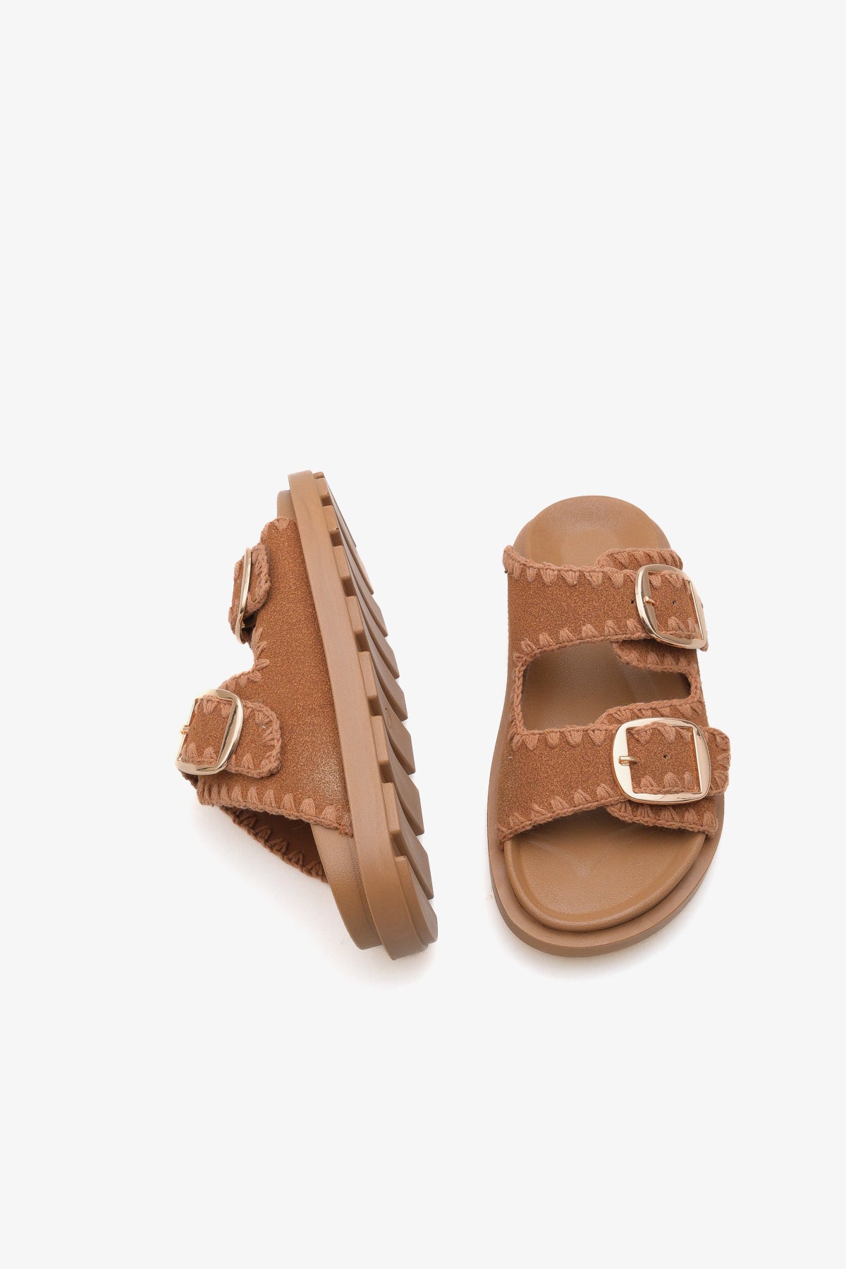 Kadın çift bantlı tokalı kalın taban günlük terlik Gavrio