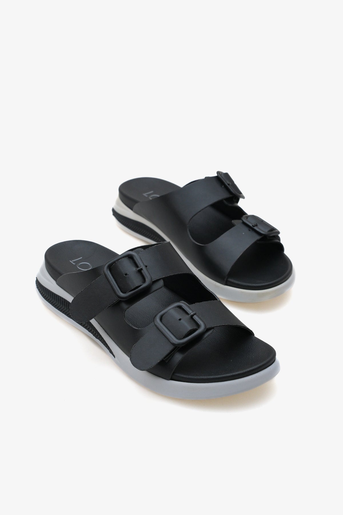 Kadın Çift Bantlı Tokalı Kalın Taban Spor Terlik Sezy