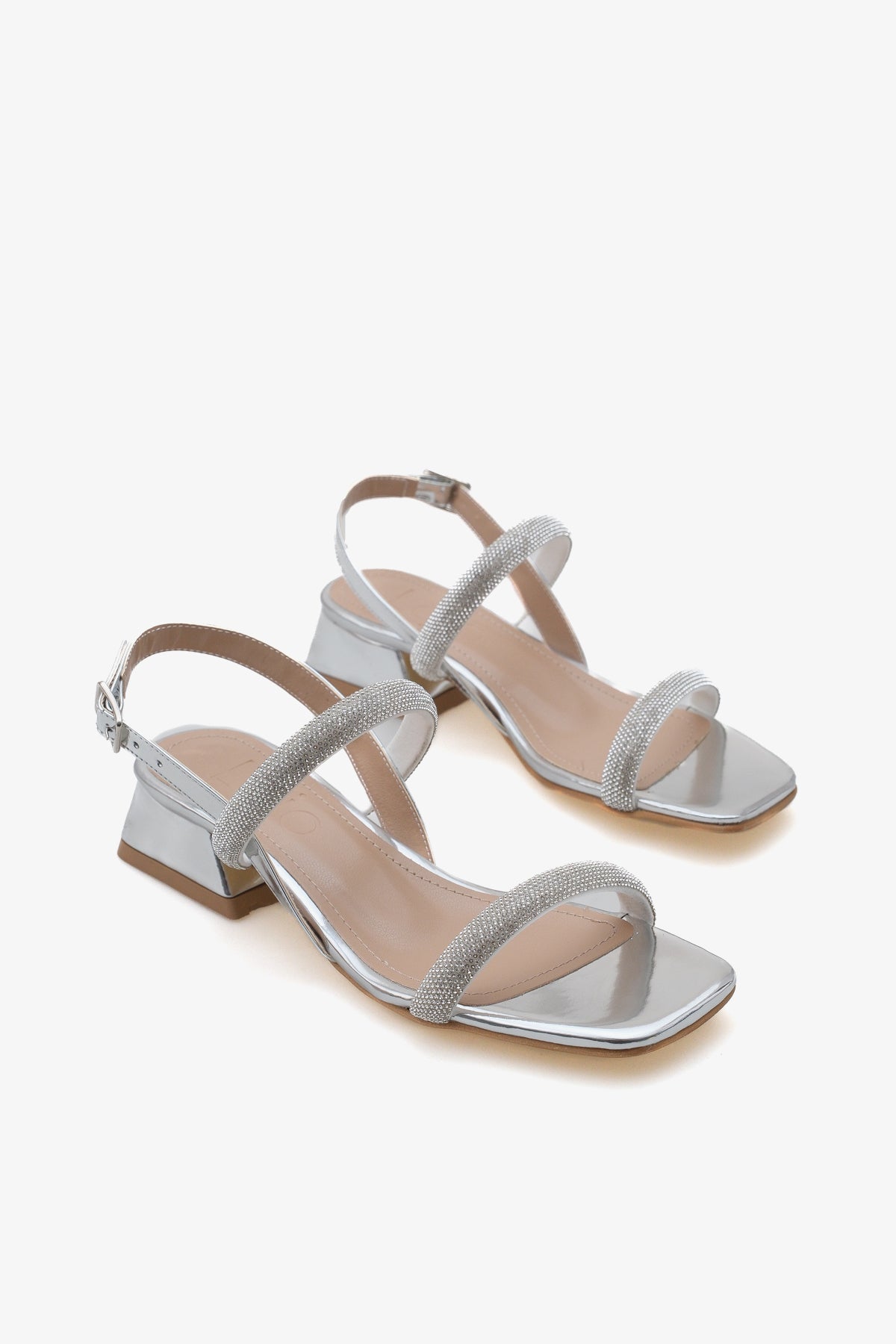 Kadın çift bantlı topuklu günlük sandalet relly