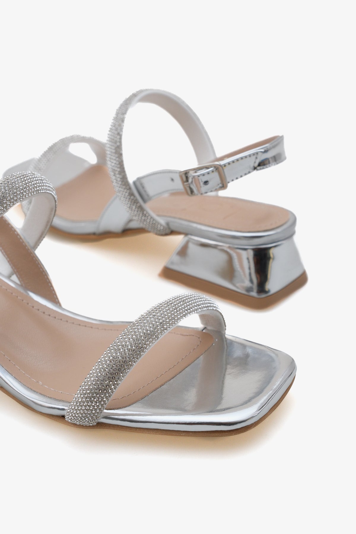 Kadın çift bantlı topuklu günlük sandalet relly