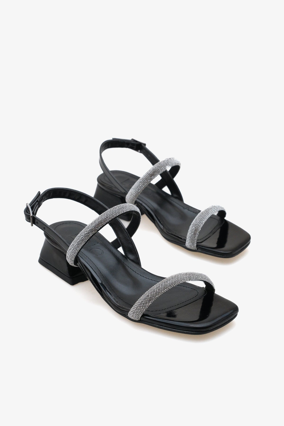 Kadın çift bantlı topuklu günlük sandalet relly