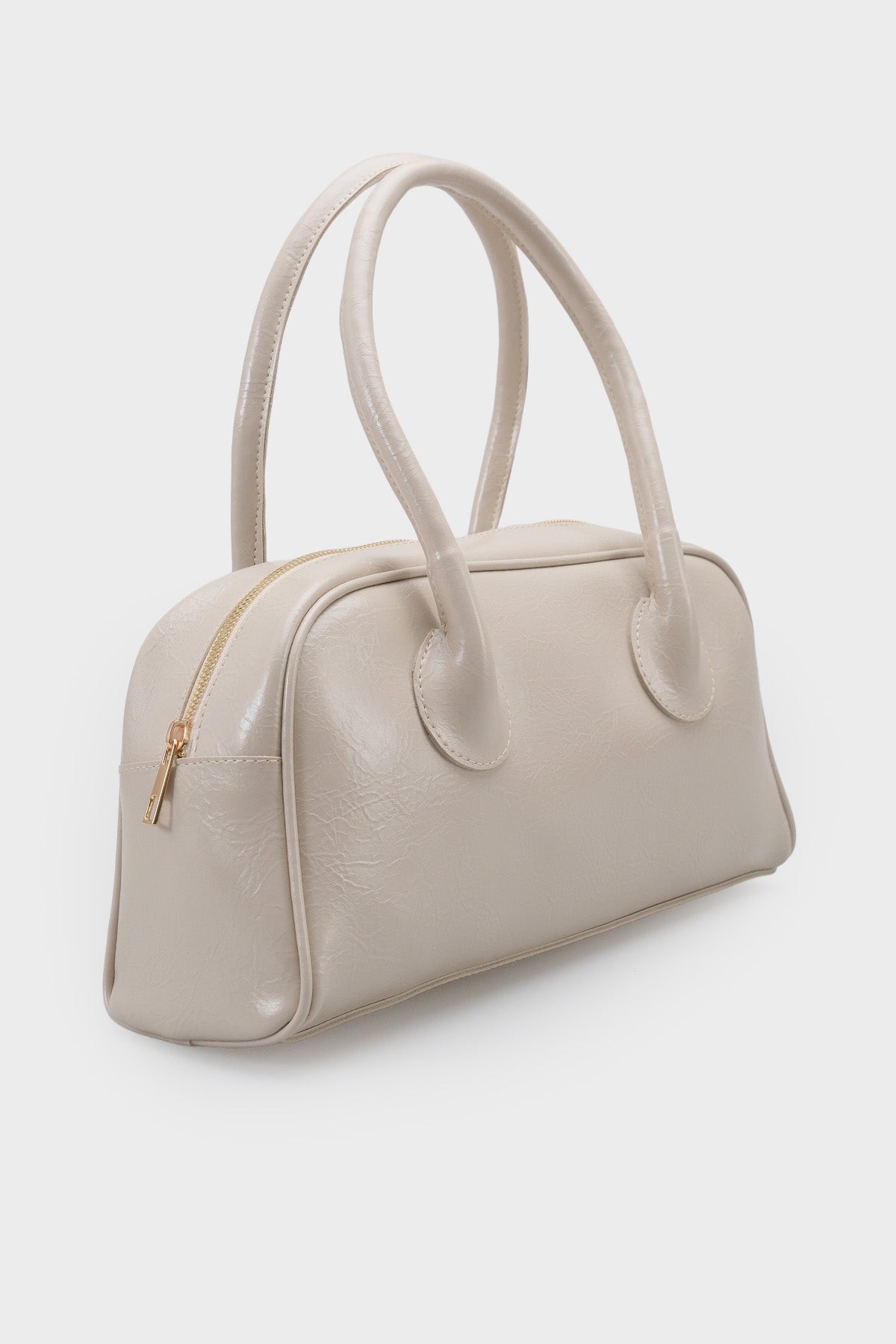 Kadın Gold Fermuar Kapama Dikişli Günlük Kol Çantası Lucenza Bej