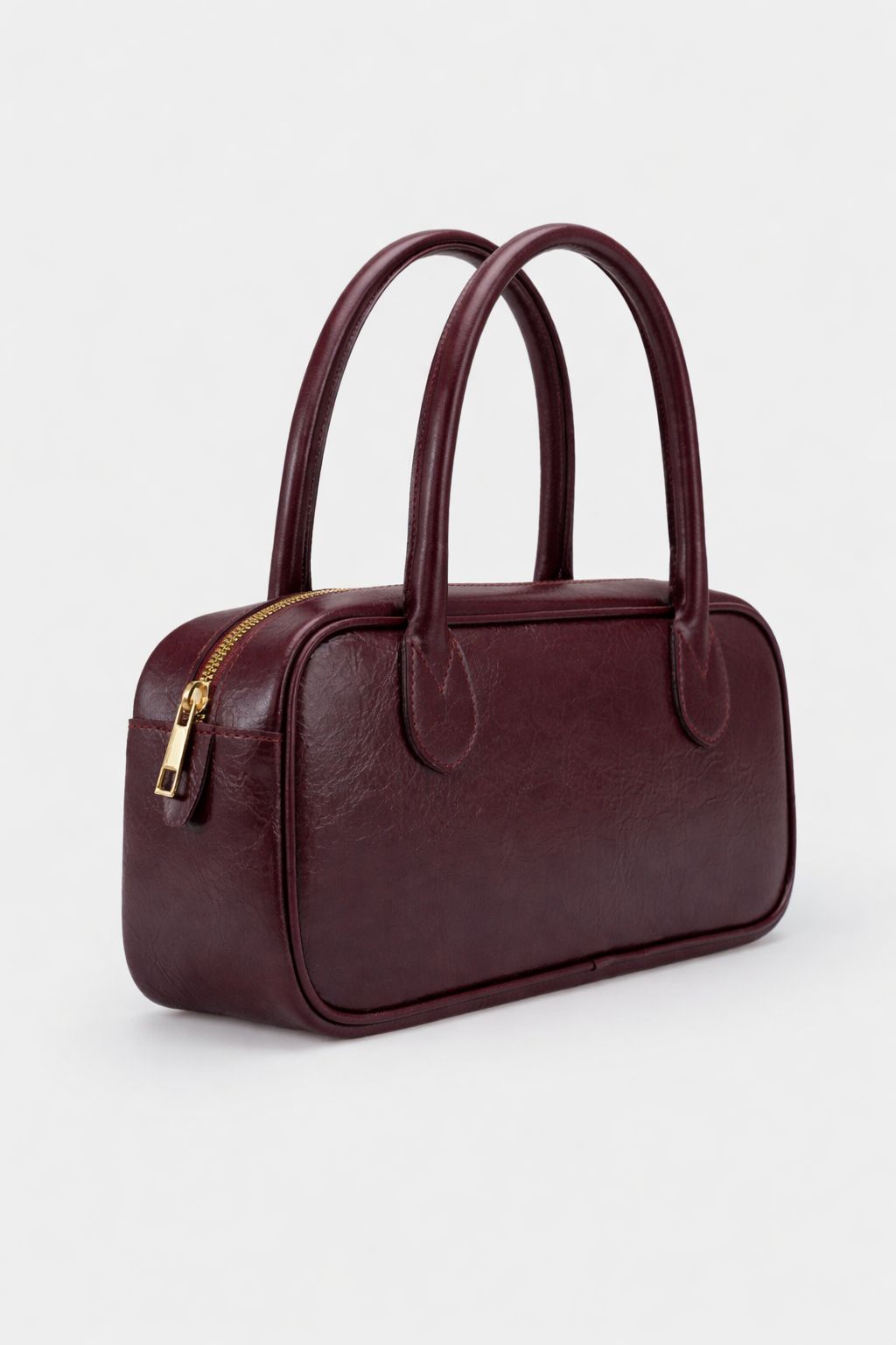 Kadın Gold Fermuarlı Dikişli Günlük Kol Çantası Livo Bordo