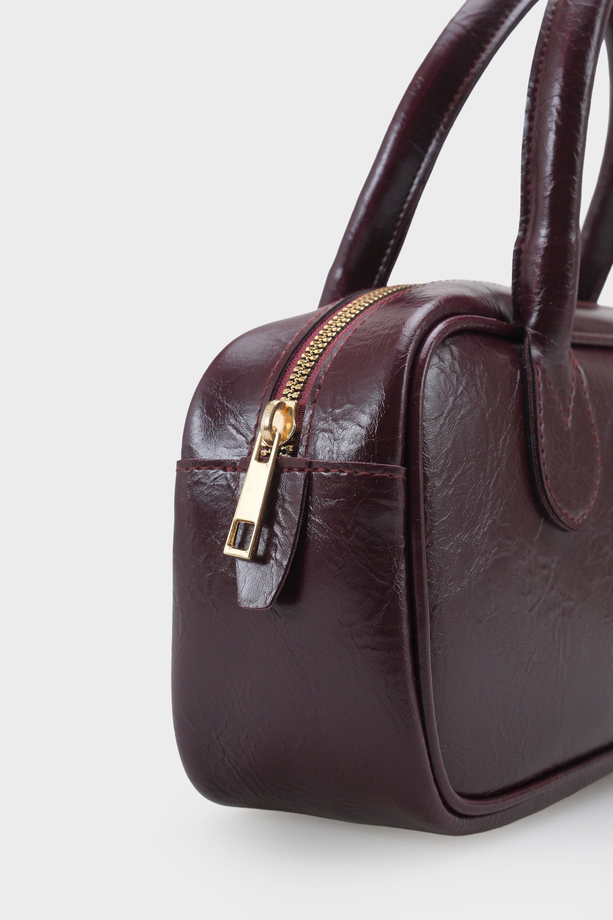 Kadın Gold Fermuarlı Dikişli Günlük Kol Çantası Livo Bordo