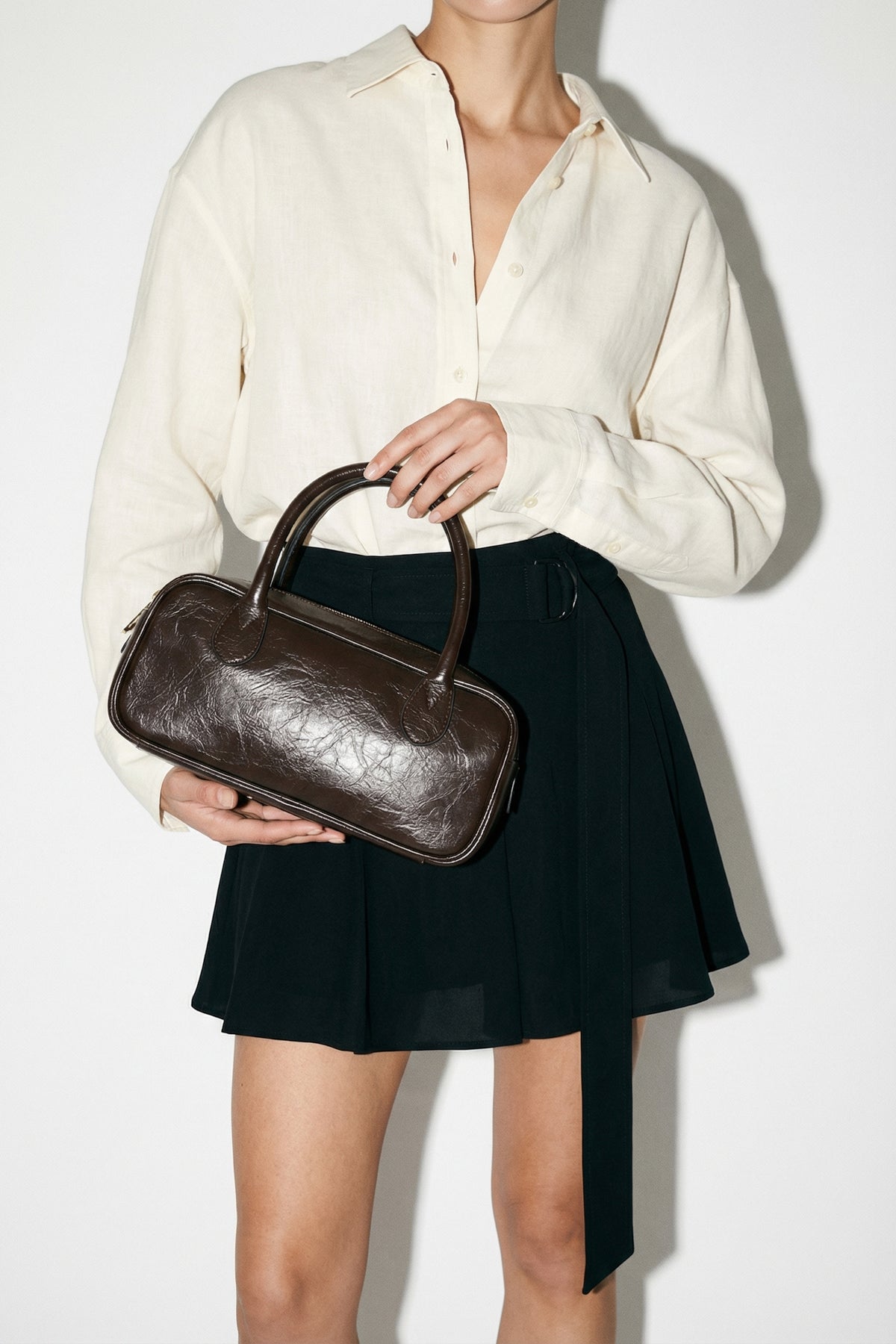 Kadın Gold Fermuarlı Dikişli Günlük Kol Çantası Livo Kahve