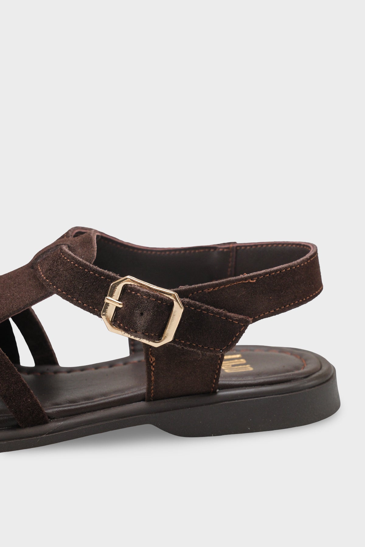 Kadın Hakiki Deri Günlük Comfort Sandalet Mitella Kahve Süet