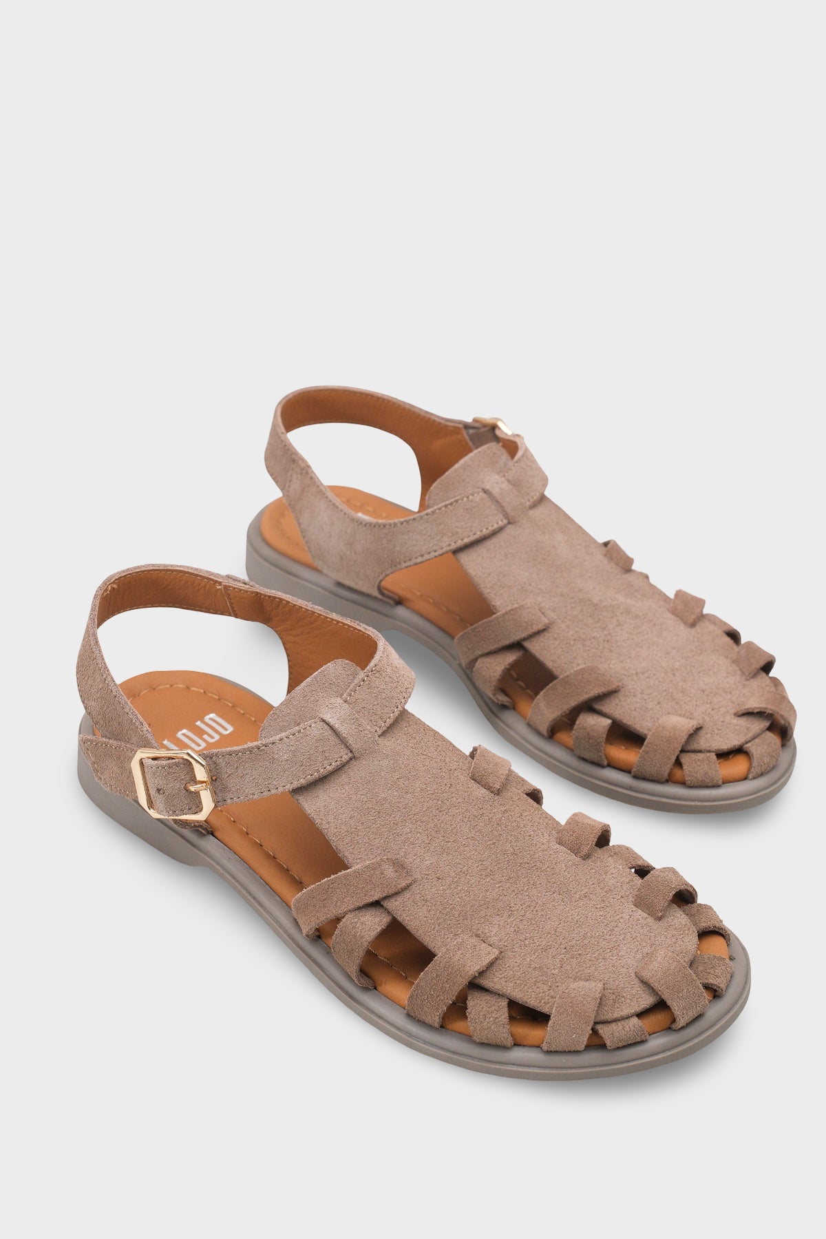 Kadın Hakiki Deri Günlük Comfort Sandalet Mitella Vizon Süet