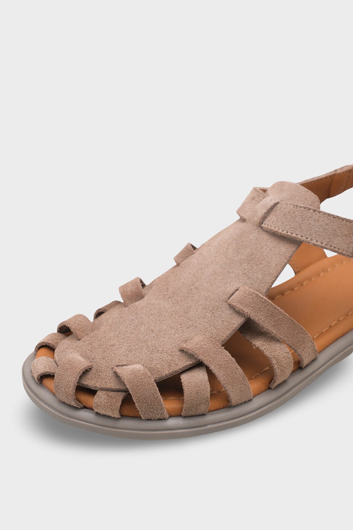 Kadın Hakiki Deri Günlük Comfort Sandalet Mitella Vizon Süet