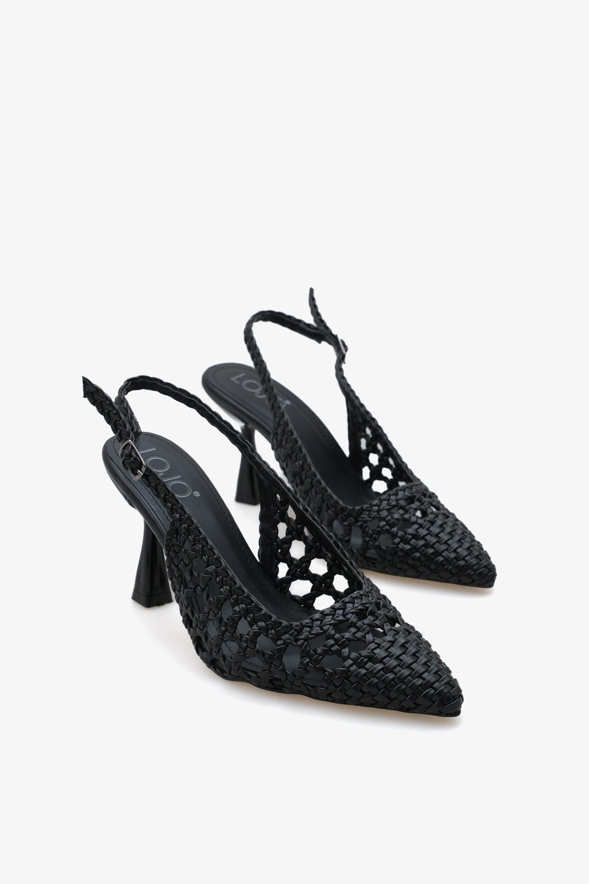 Kadın hasır toka detaylı günlük topuklu ayakkabı Plor