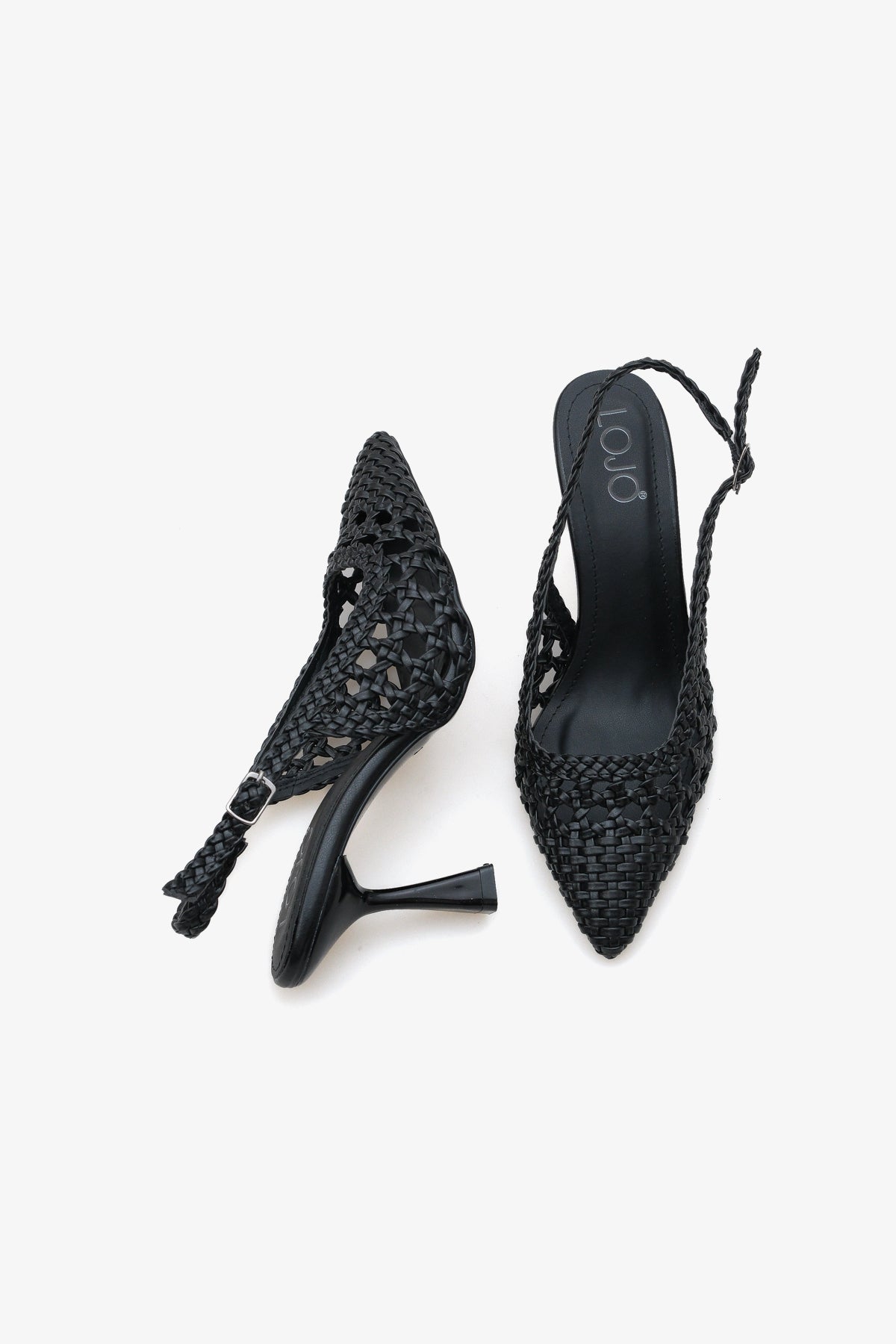 Kadın hasır toka detaylı günlük topuklu ayakkabı Plor