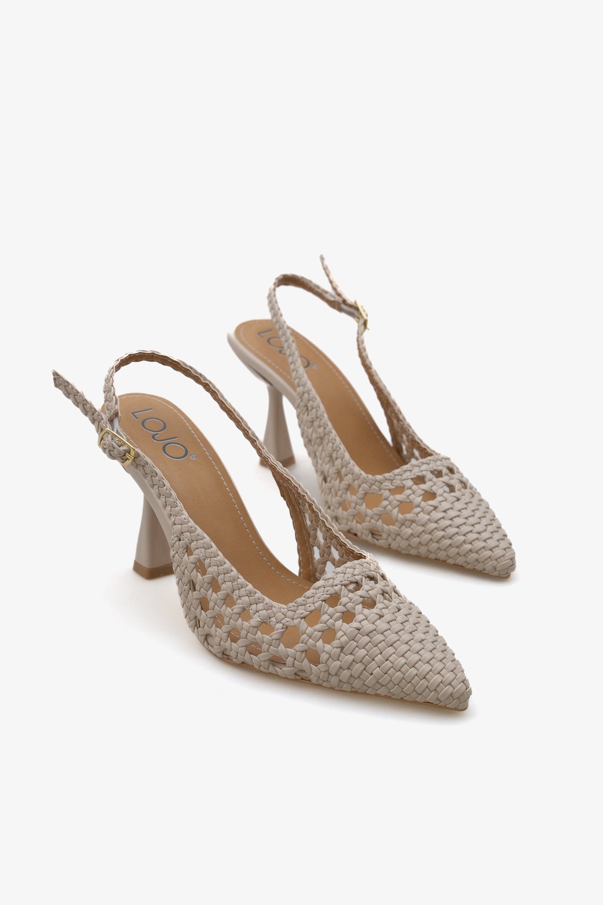 Kadın hasır toka detaylı günlük topuklu ayakkabı Plor