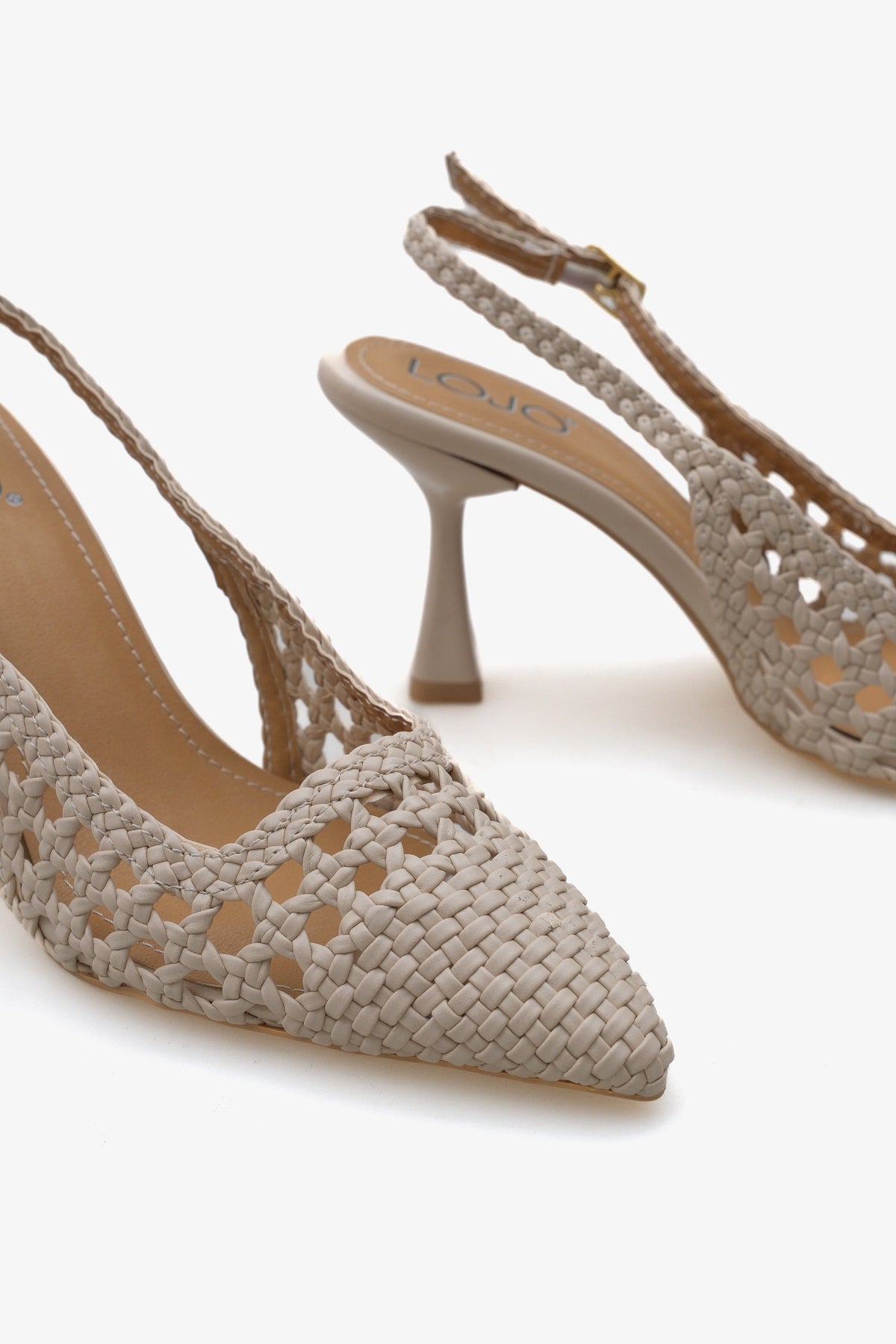 Kadın hasır toka detaylı günlük topuklu ayakkabı Plor