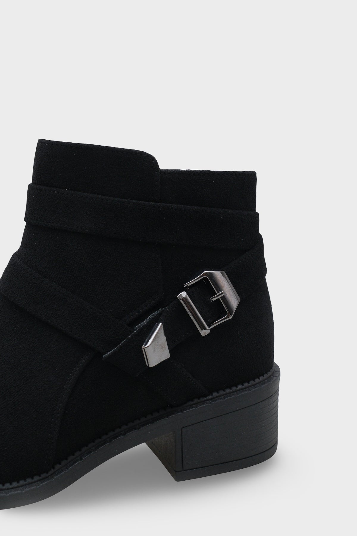 Kadın Kemer Tokalı Yandan Fermuarlı Günlük Bot Jenya Siyah Süet