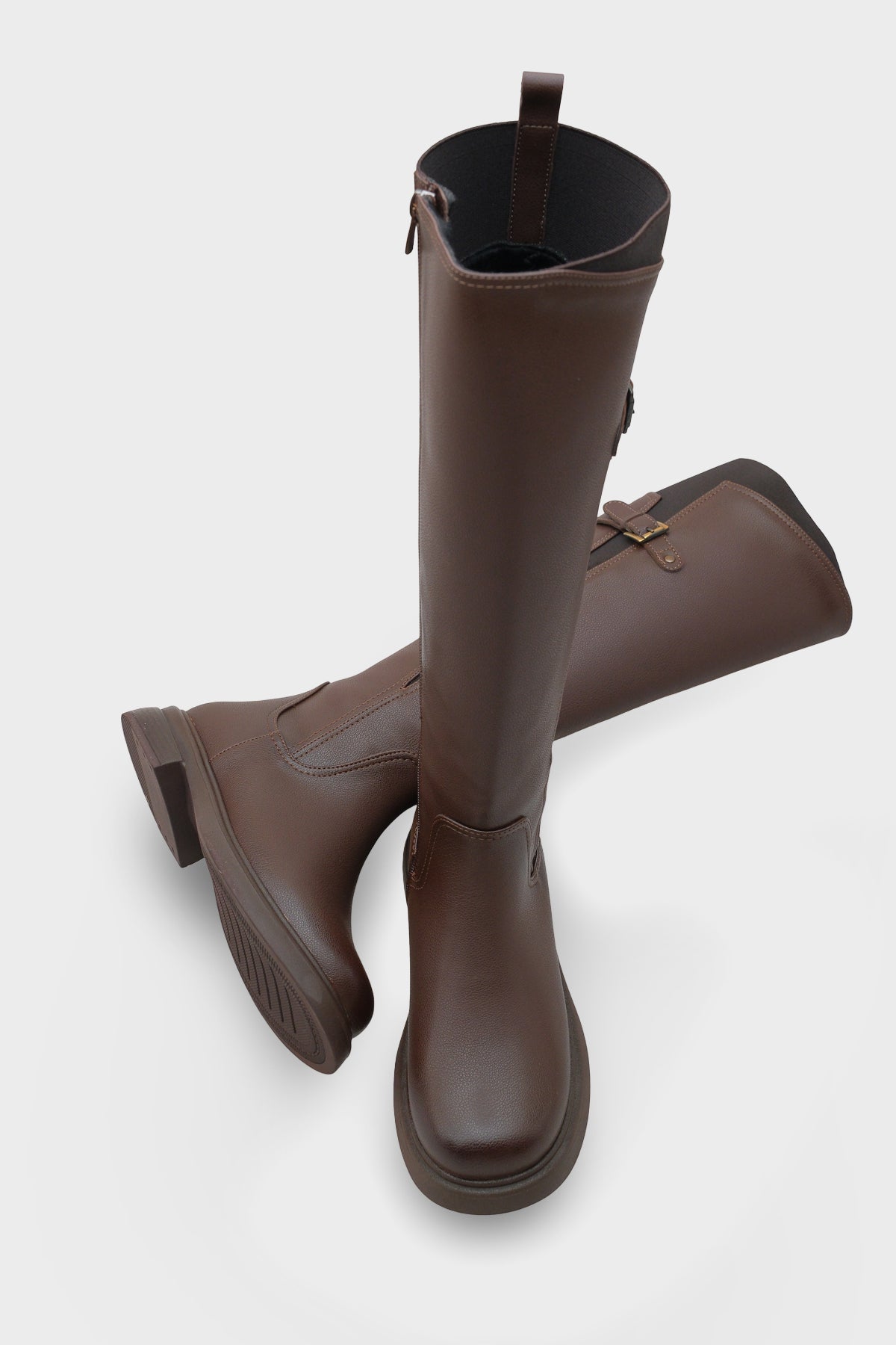 Kadın Kemer Tokalı Yandan Fermuarlı Günlük Çizme Elena Kahve
