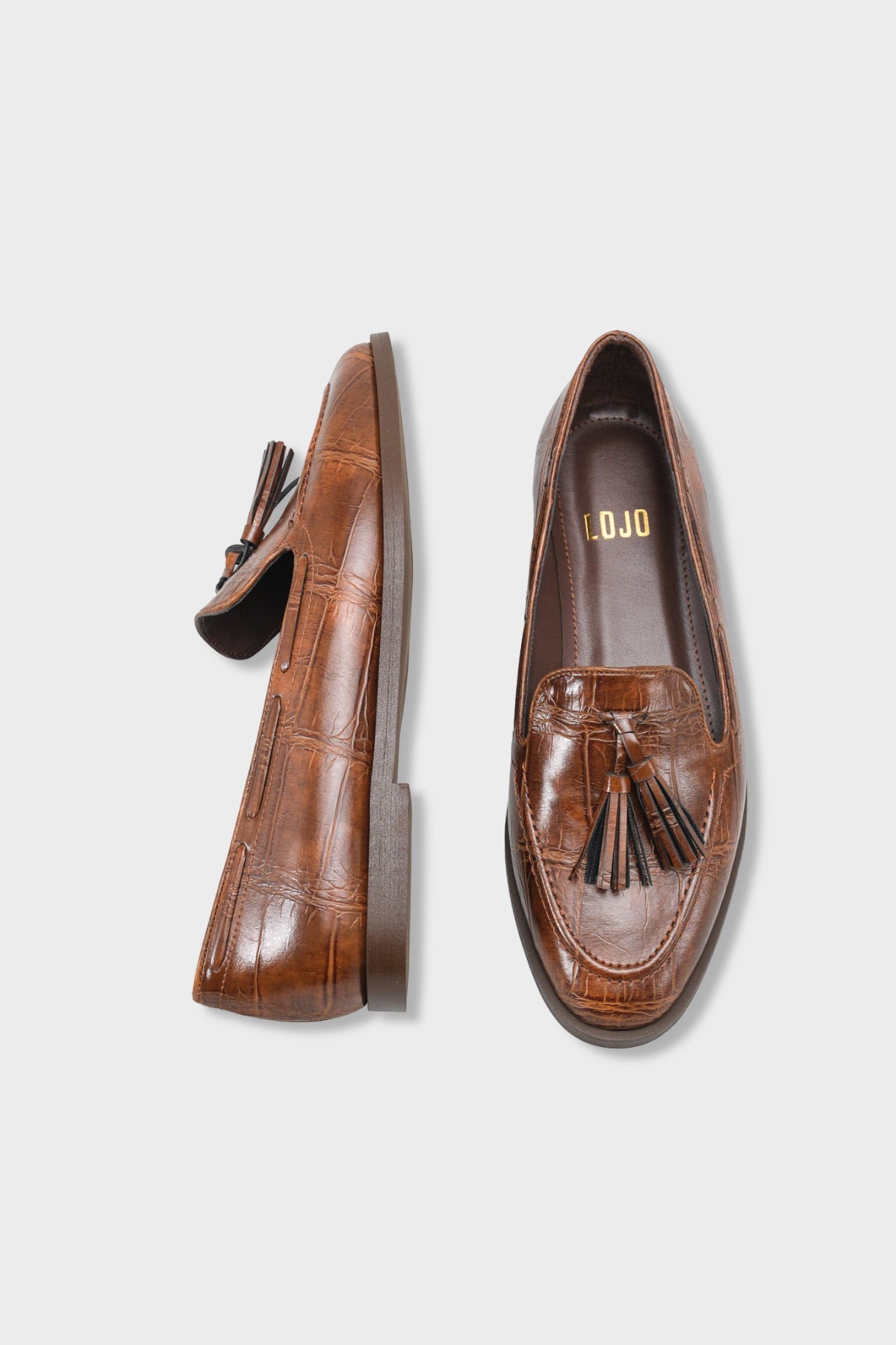 Kadın Kroko Desenli Püskül Detaylı Günlük Loafer Ayakkabı Ales Kahve Kroko