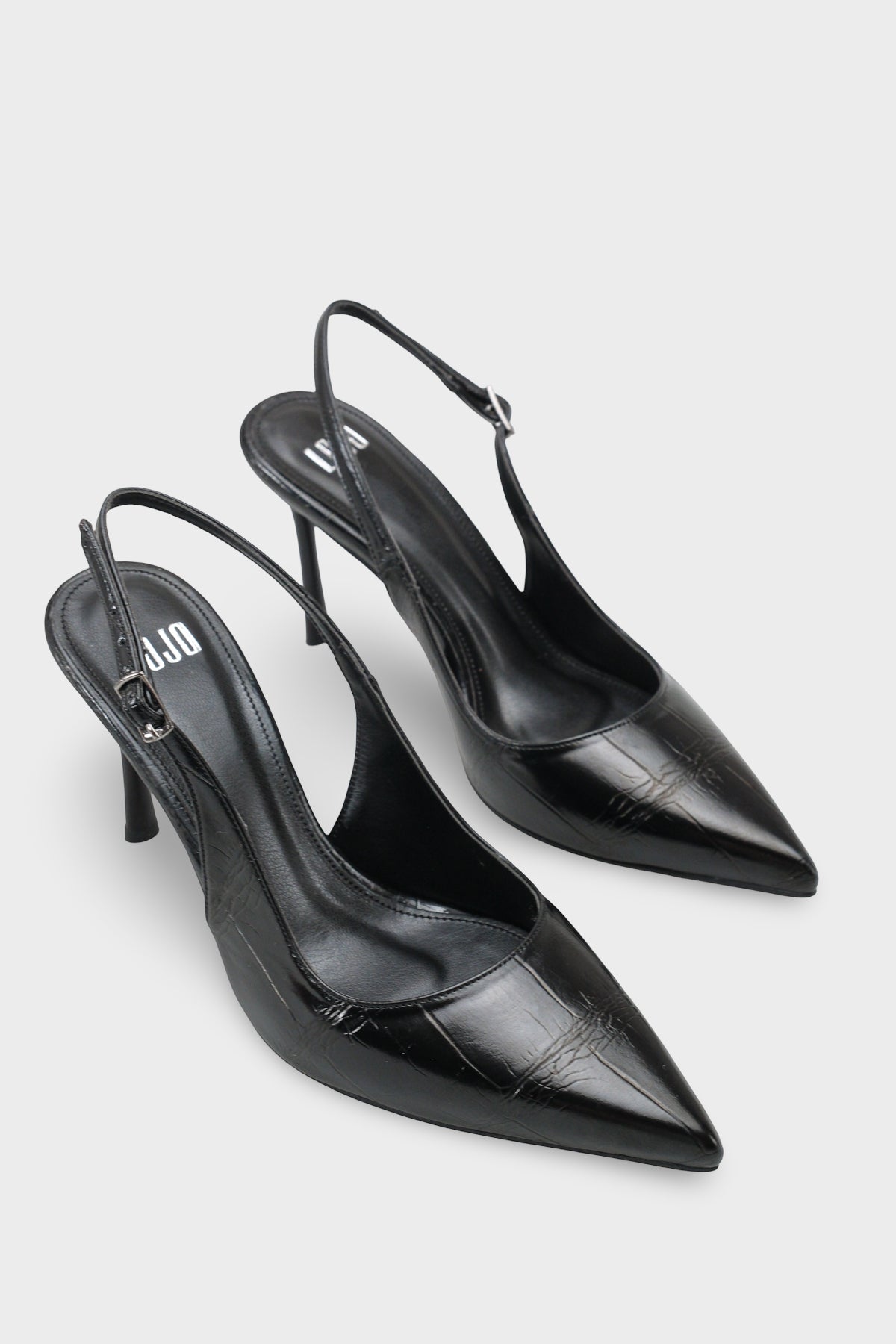 Kadın Sivri Burun Arkası Açık Günlük Topuklu Stiletto Nisiy Siyah Kroko