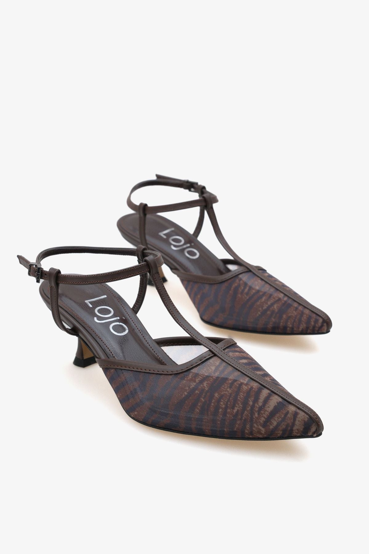 Kadın Sivri Burun Arkası Açık Tül Detaylı Günlük Topuklu Ayakkabı Sanlife