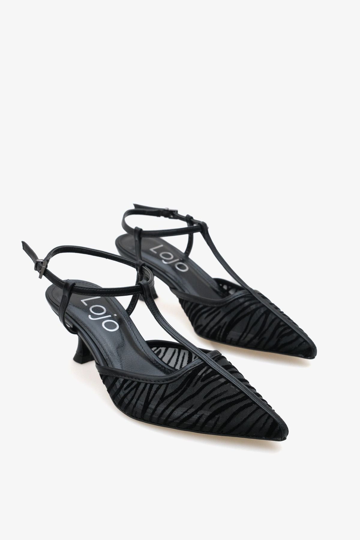 Kadın Sivri Burun Arkası Açık Tül Detaylı Günlük Topuklu Ayakkabı Sanlife