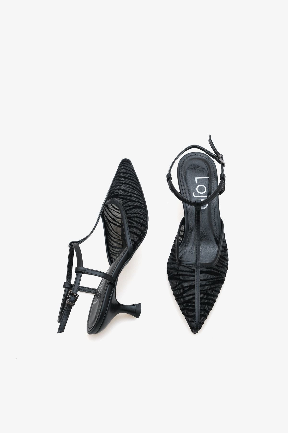 Kadın Sivri Burun Arkası Açık Tül Detaylı Günlük Topuklu Ayakkabı Sanlife