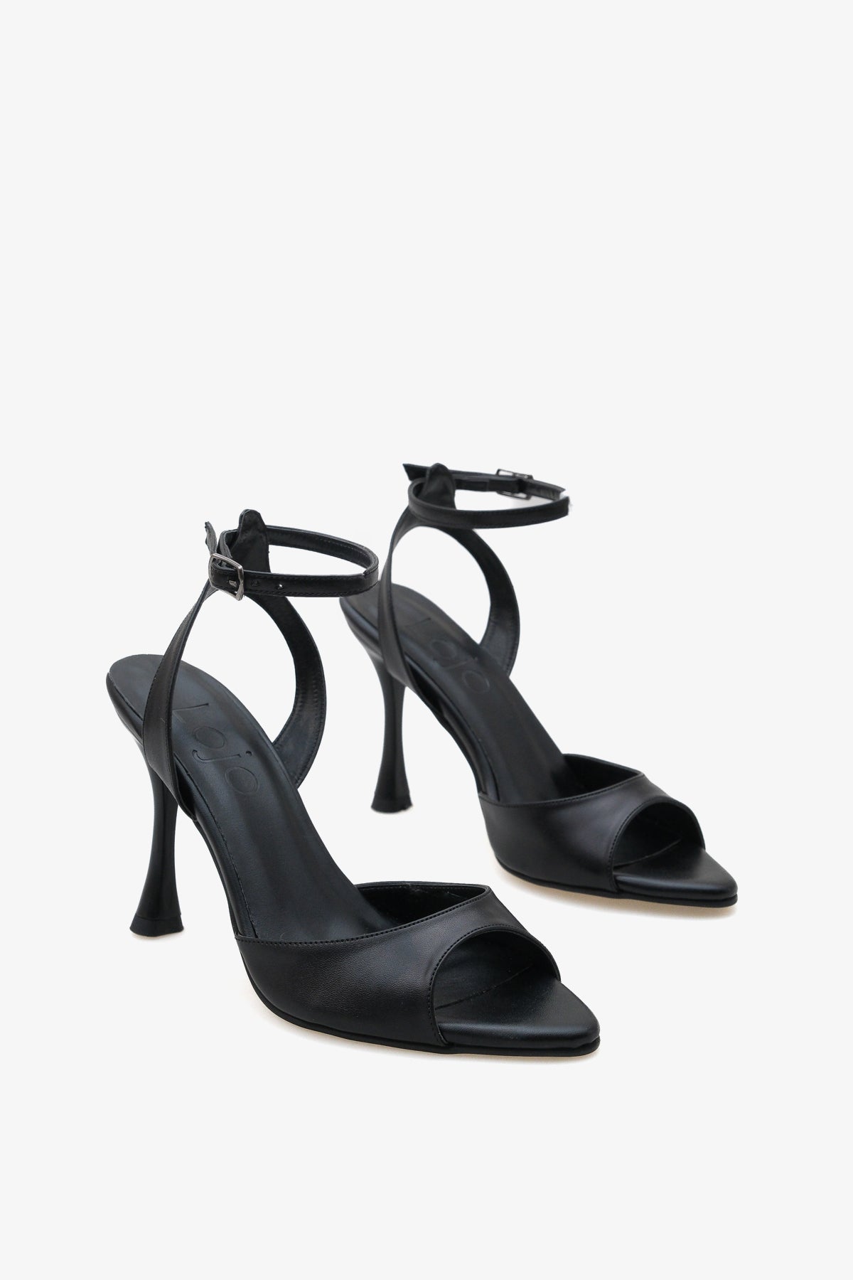 Kadın sivri burun bilekten bağlamalı arkası açık topuklu ayakkabı leron