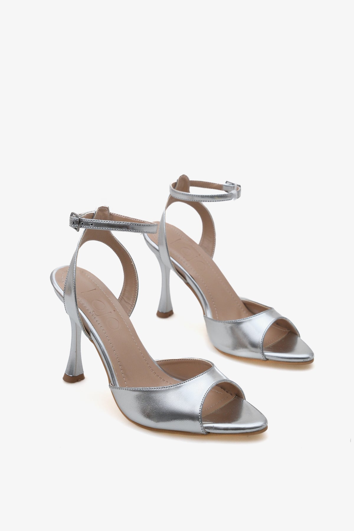 Kadın sivri burun bilekten bağlamalı arkası açık topuklu ayakkabı leron