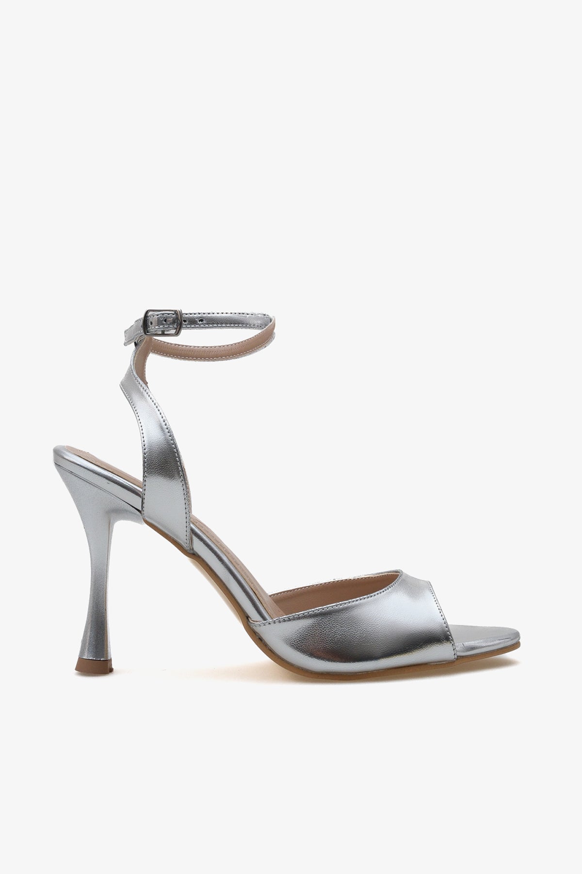 Kadın sivri burun bilekten bağlamalı arkası açık topuklu ayakkabı leron