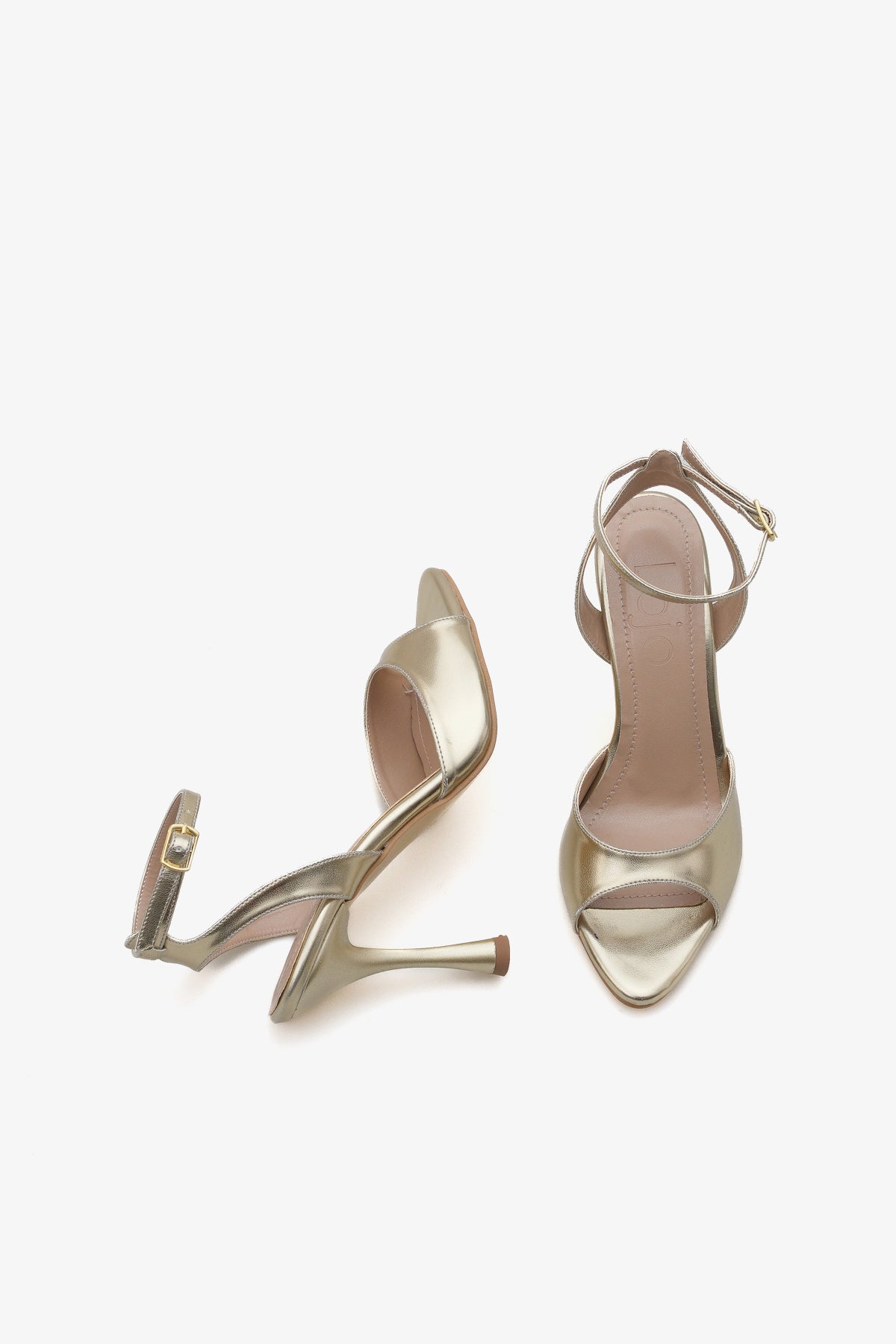 Kadın sivri burun bilekten bağlamalı arkası açık topuklu ayakkabı leron