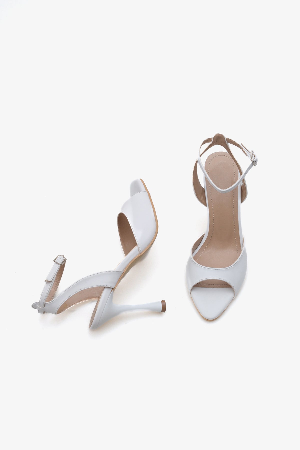 Kadın sivri burun bilekten bağlamalı arkası açık topuklu ayakkabı leron