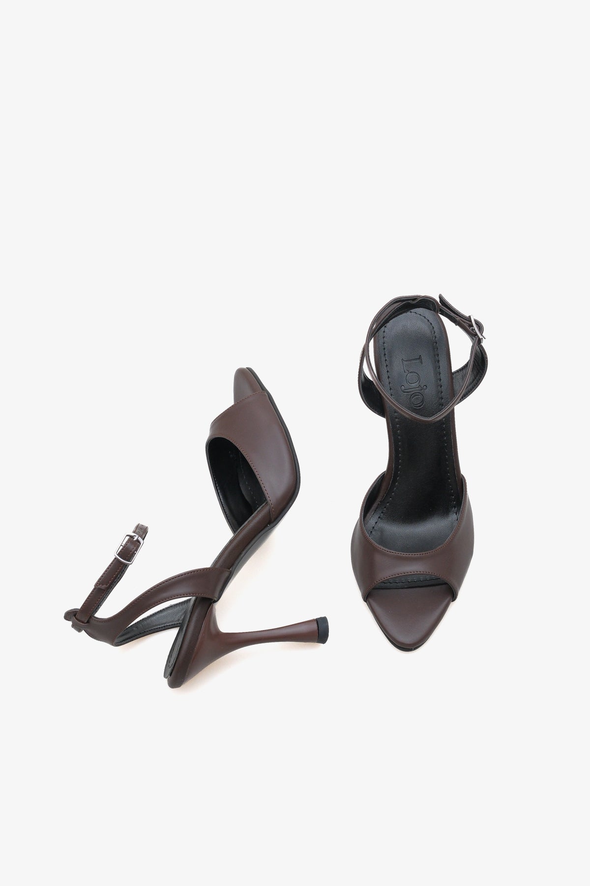 Kadın sivri burun bilekten bağlamalı arkası açık topuklu ayakkabı leron