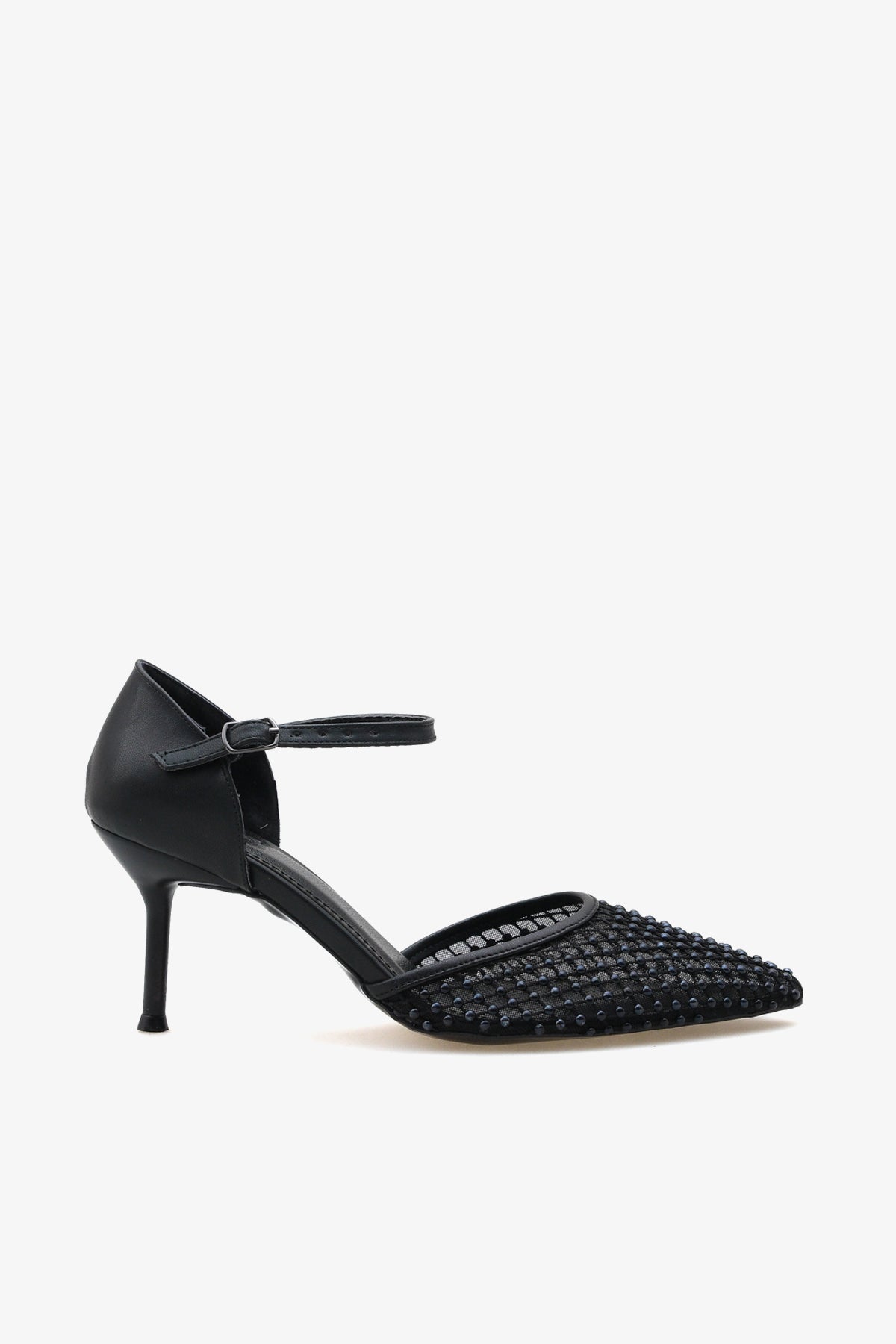 Kadın sivri burun file taşlı topuklu günlük stiletto lagus