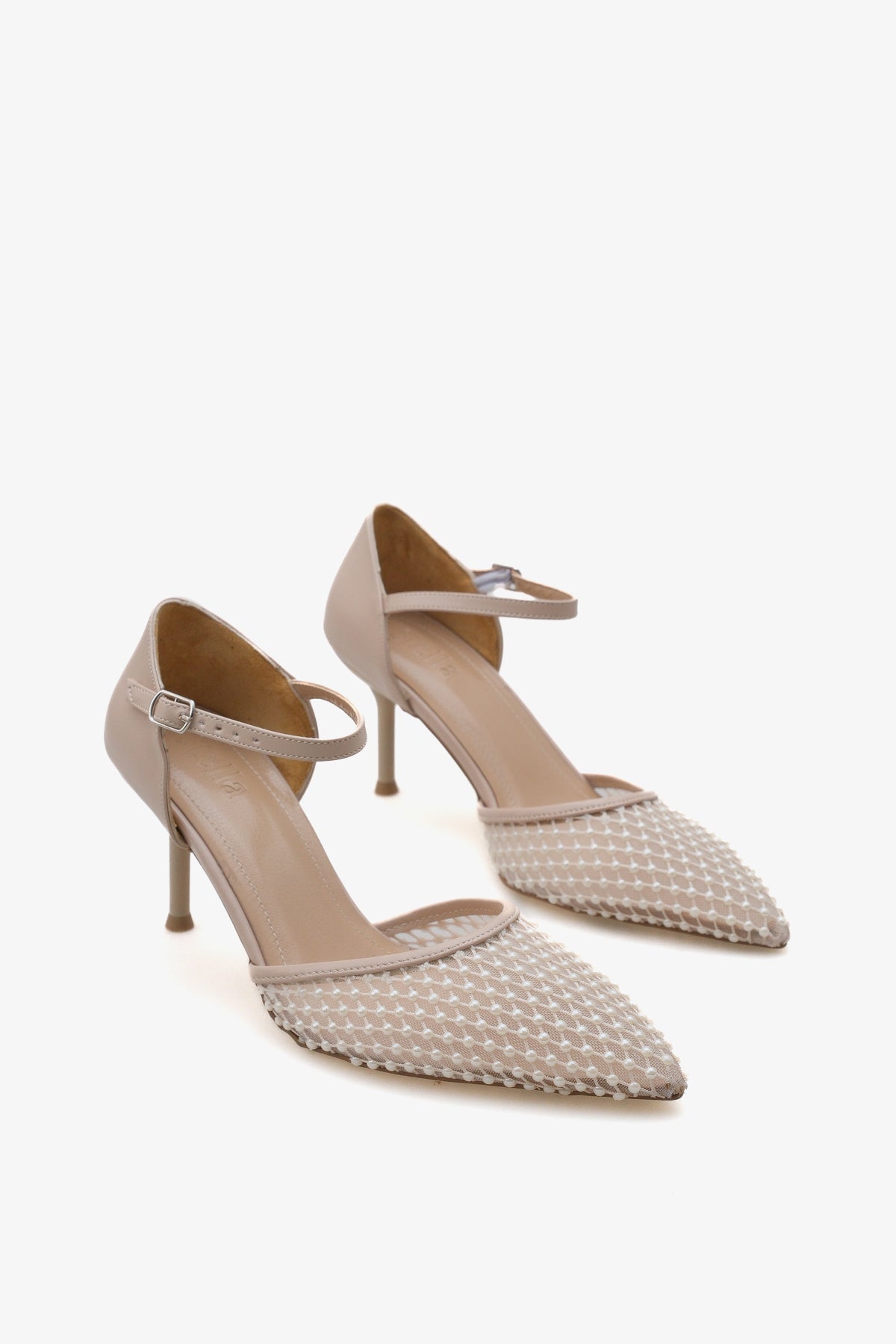 Kadın sivri burun file taşlı topuklu günlük stiletto lagus