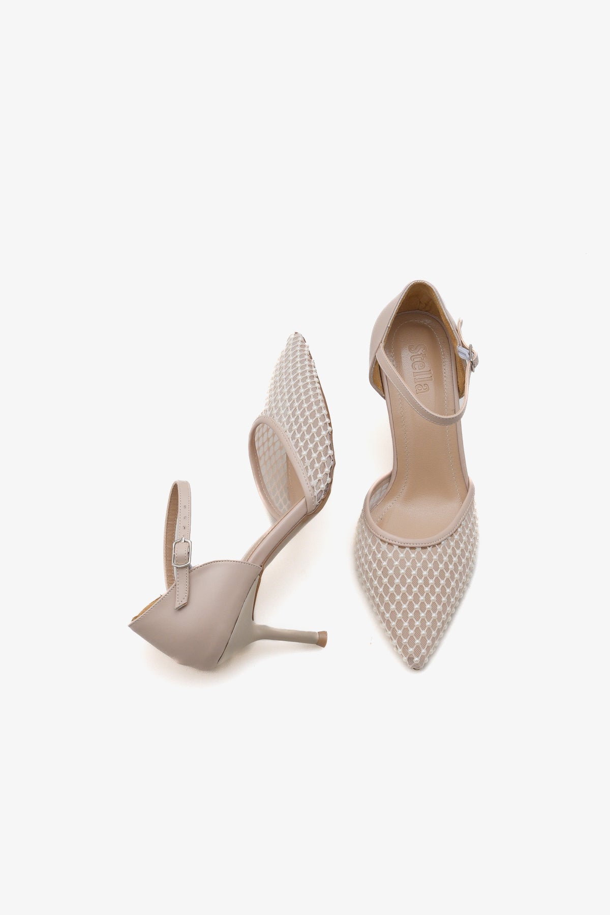 Kadın sivri burun file taşlı topuklu günlük stiletto lagus