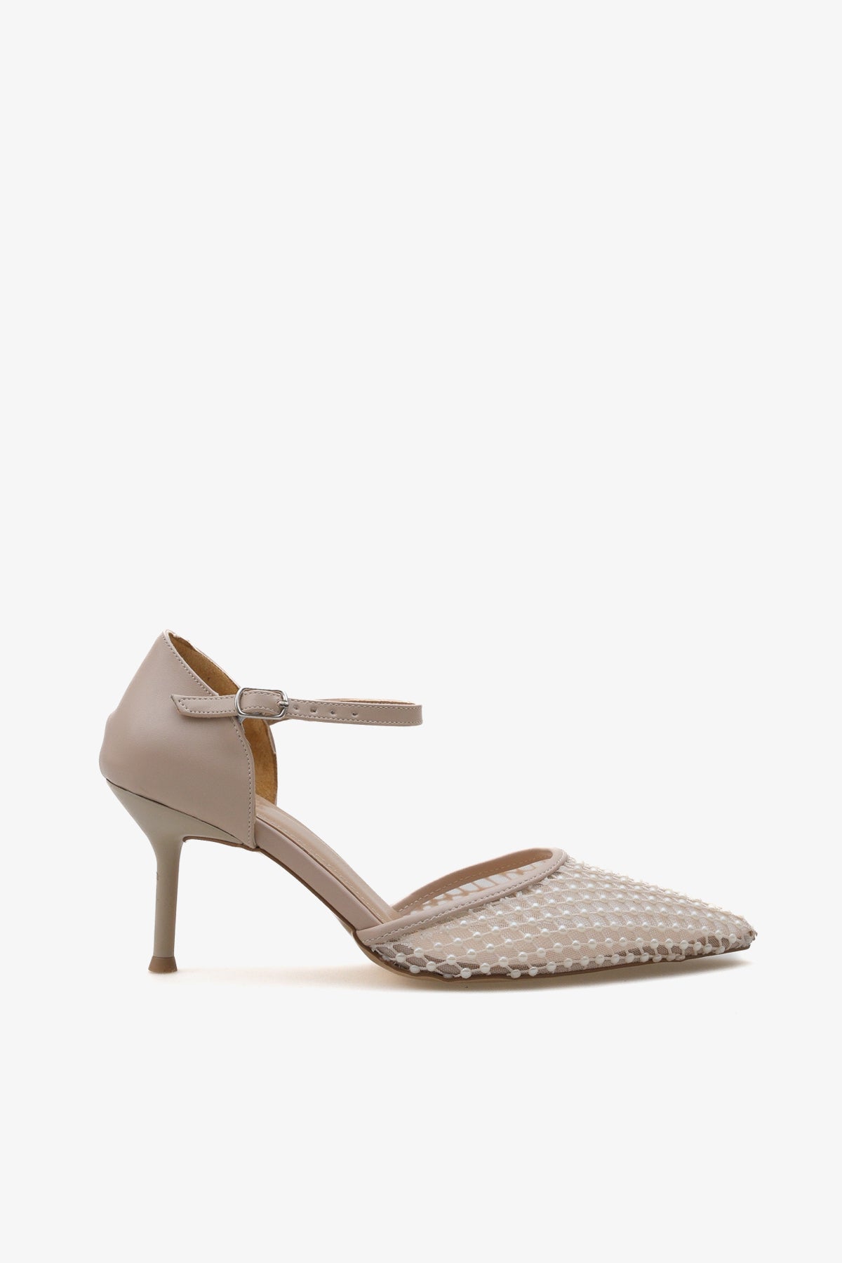 Kadın sivri burun file taşlı topuklu günlük stiletto lagus