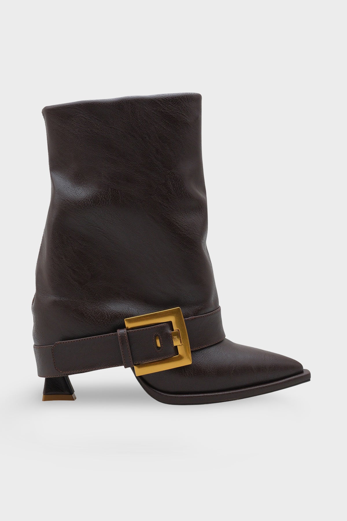 Kadın Sivri Burun Kemer Tokalı Topuklu Günlük Bot Hatiy Kahve