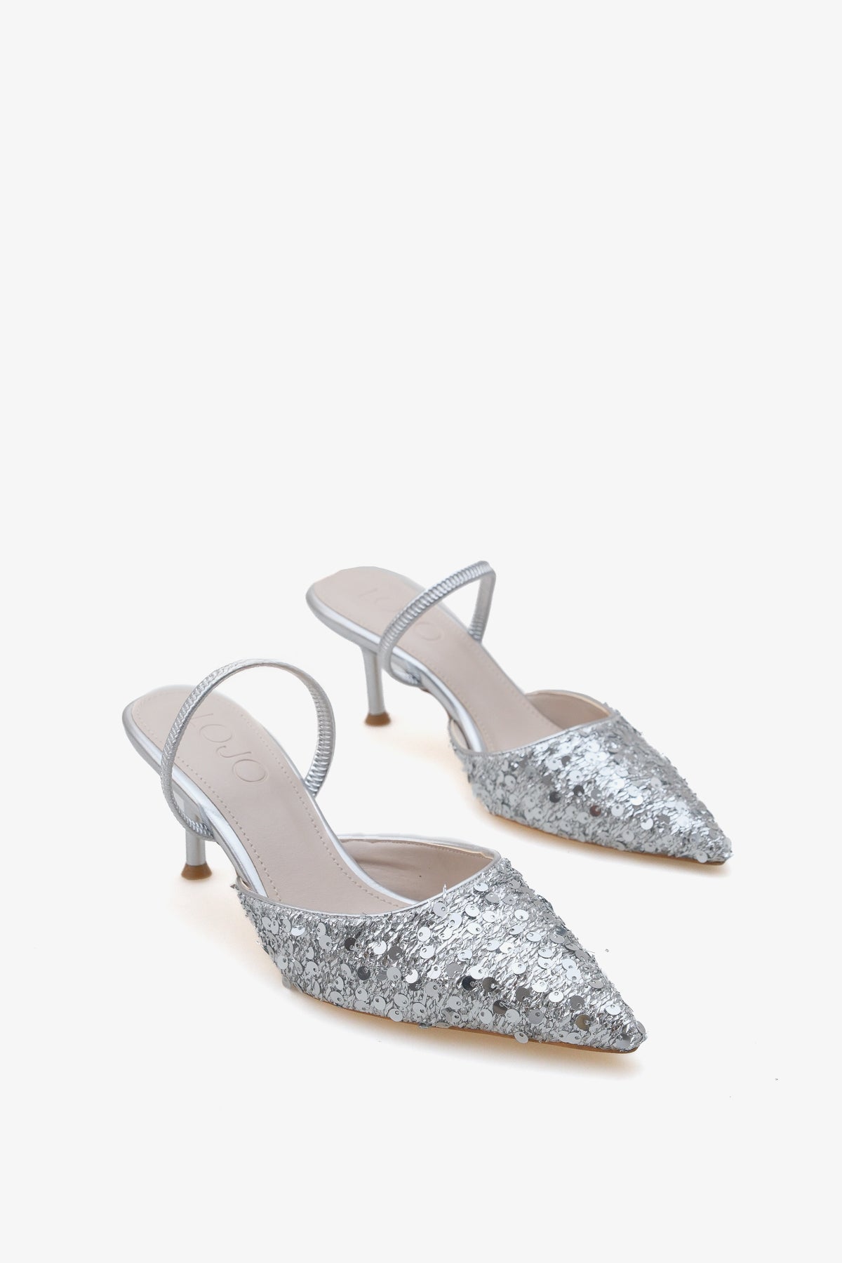 Kadın stiletto sivri burun pullu topuklu ayakkabı Verona