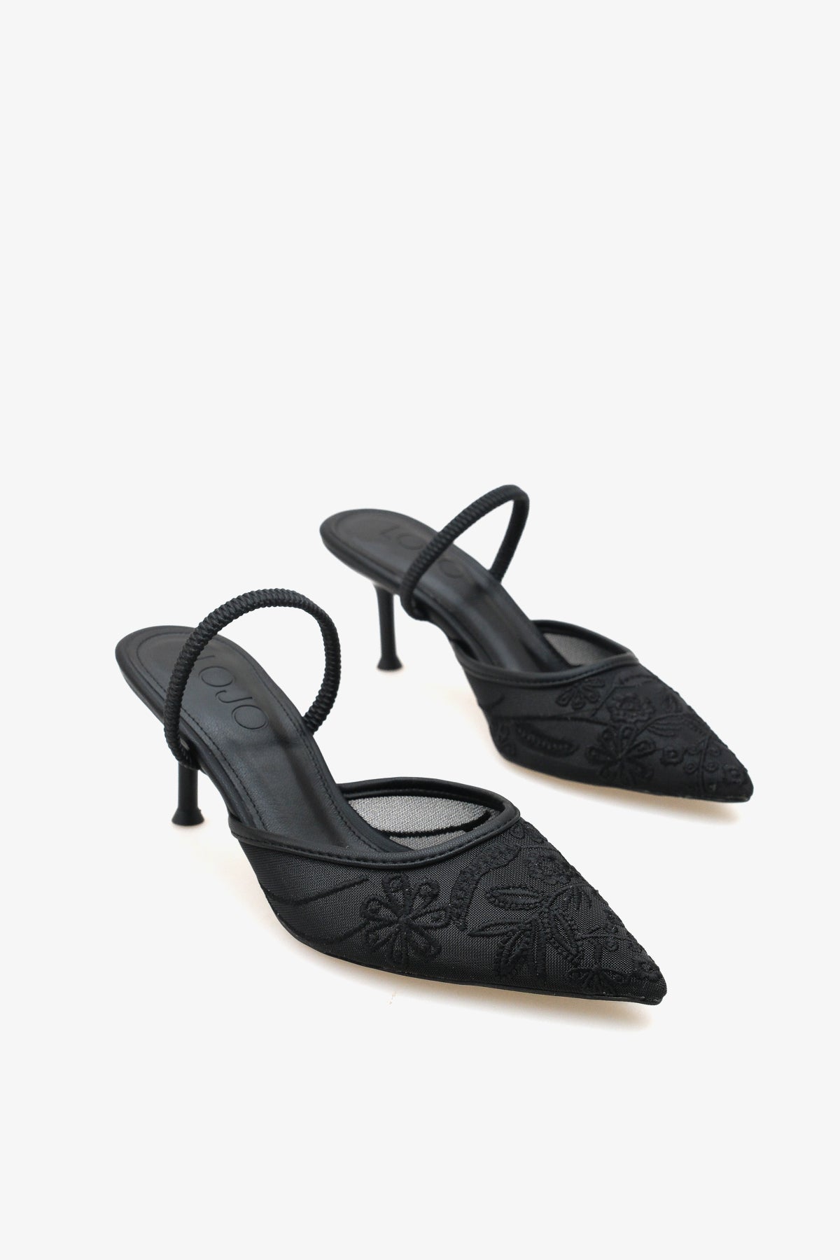 Kadın stiletto taşlı sivri burun arkası açık abiye topuklu ayakkabı Glonis