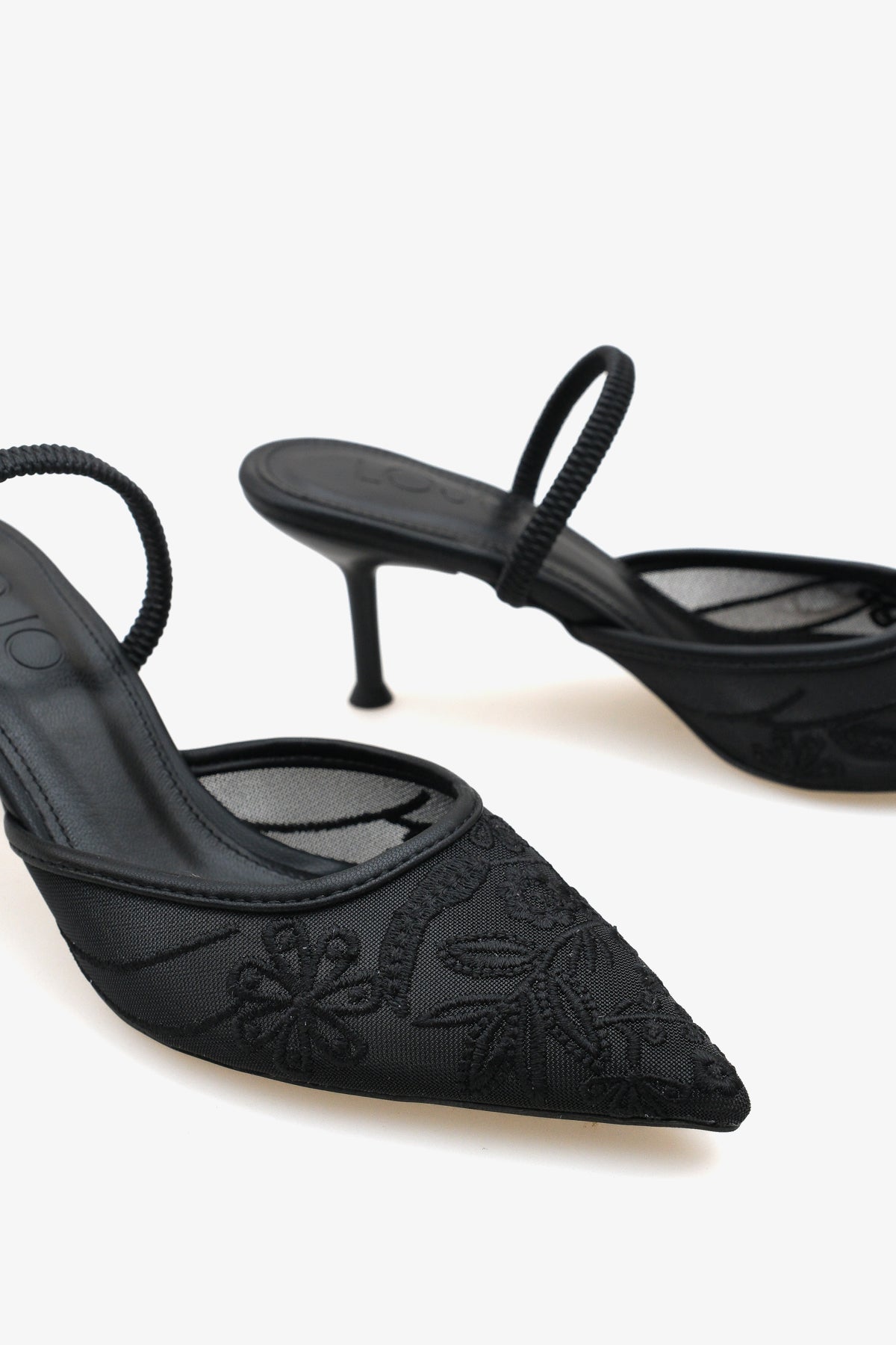 Kadın stiletto taşlı sivri burun arkası açık abiye topuklu ayakkabı Glonis