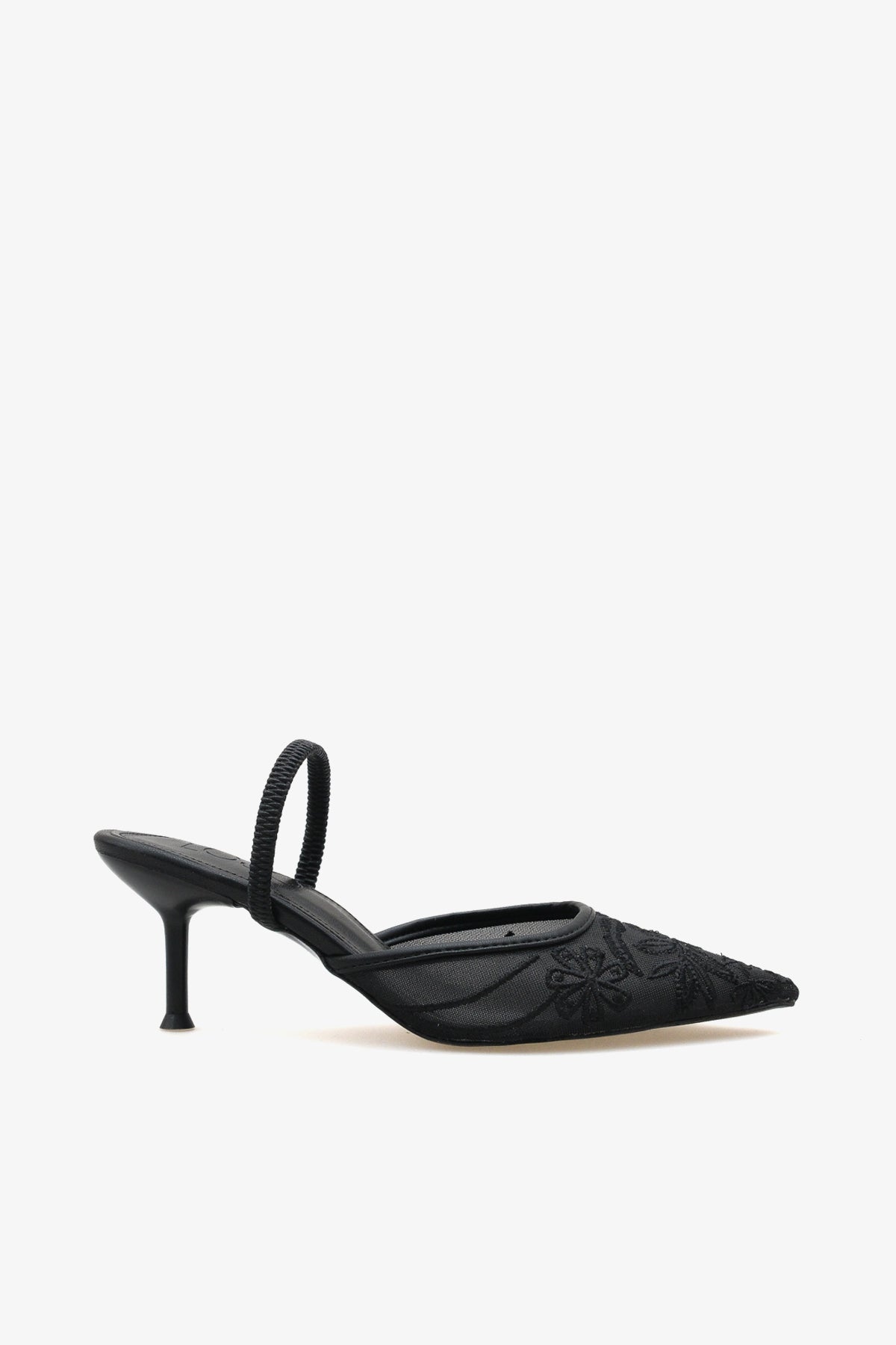 Kadın stiletto taşlı sivri burun arkası açık abiye topuklu ayakkabı Glonis