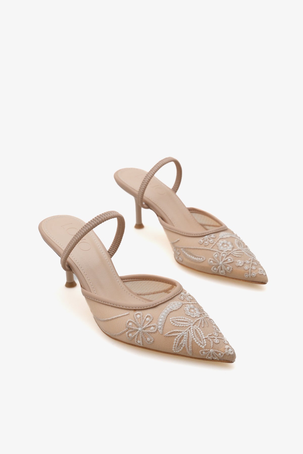 Kadın stiletto taşlı sivri burun arkası açık abiye topuklu ayakkabı Glonis