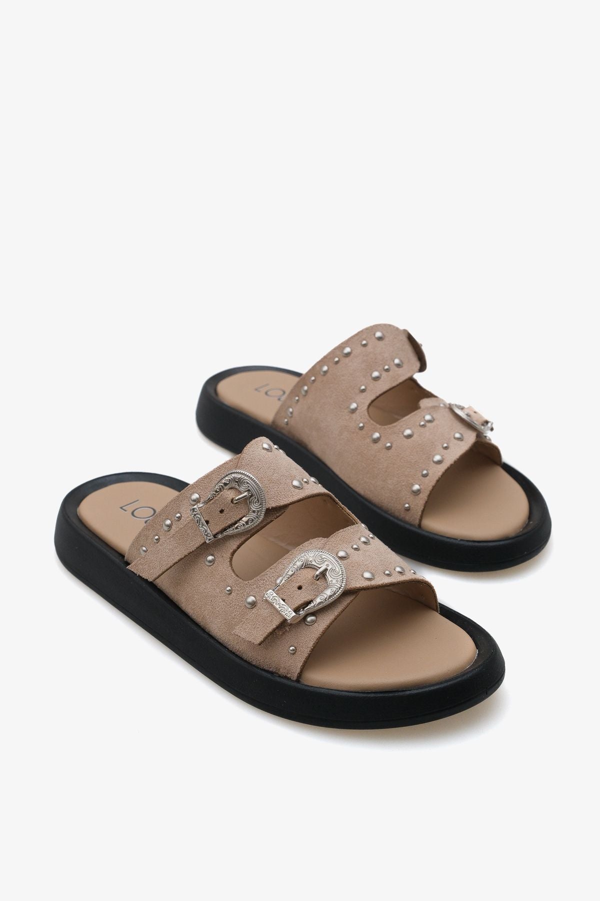 Kadın Taşlı Çift Tokalı Günlük Terlik Petras