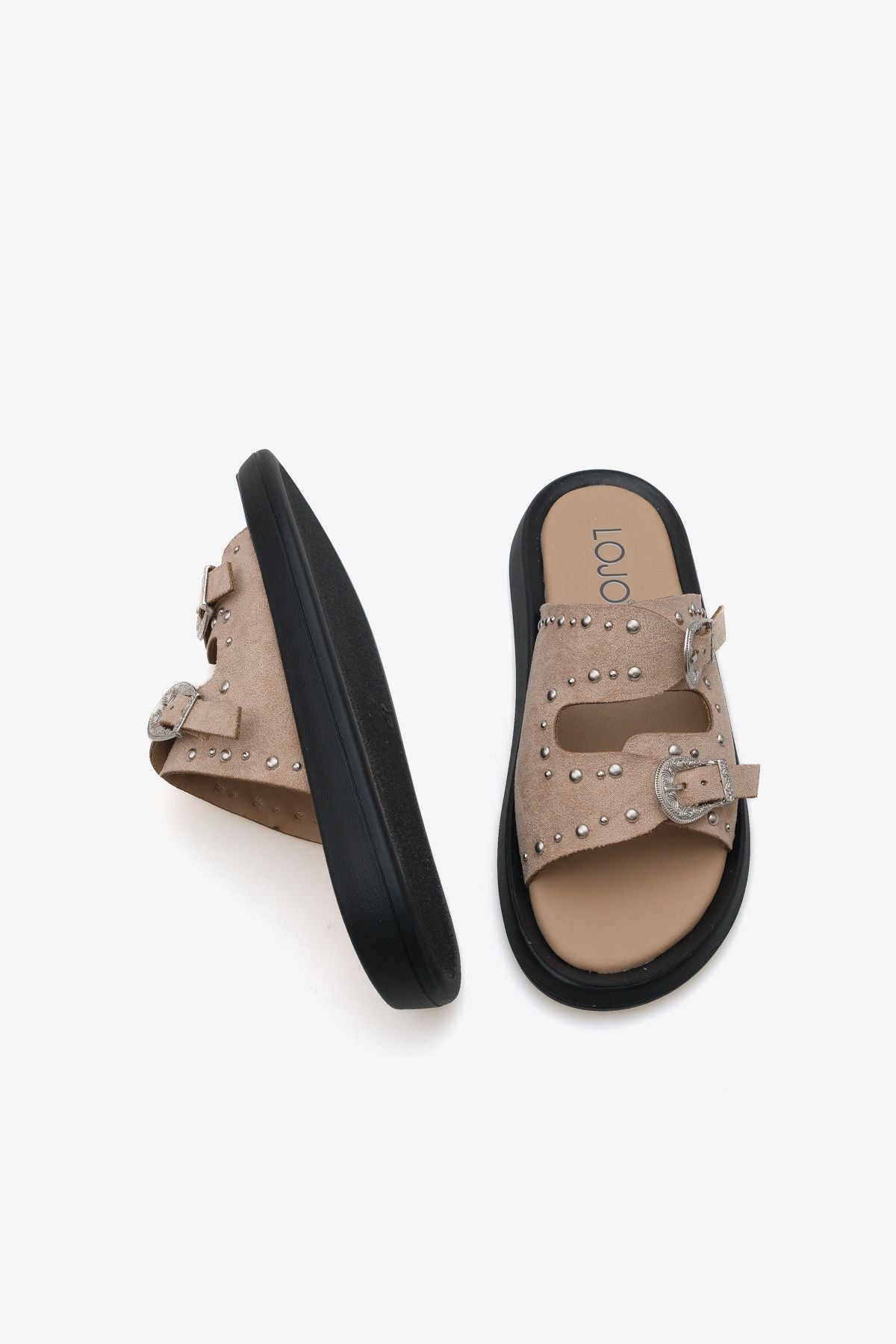 Kadın Taşlı Çift Tokalı Günlük Terlik Petras