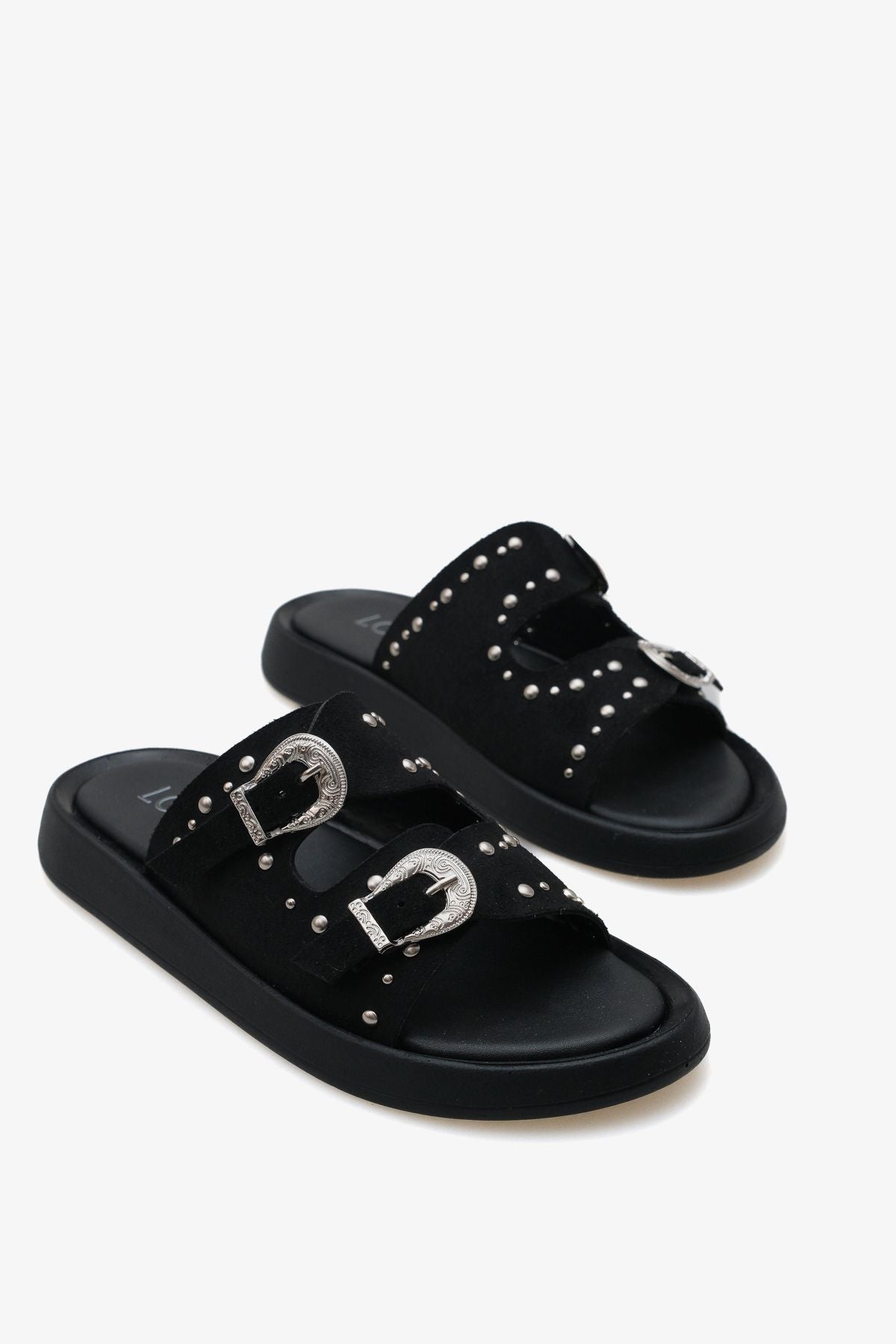 Kadın Taşlı Çift Tokalı Günlük Terlik Petras