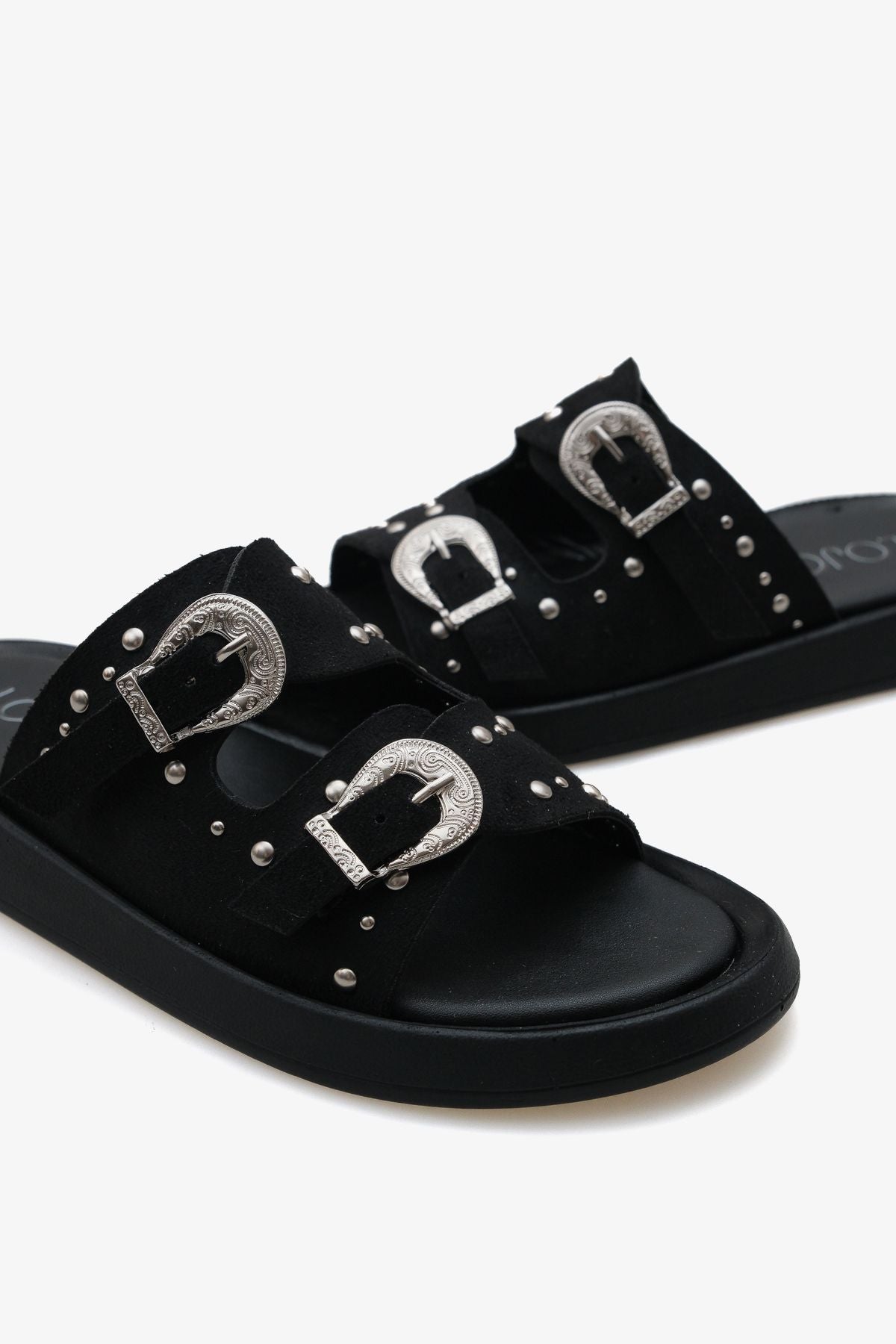 Kadın Taşlı Çift Tokalı Günlük Terlik Petras