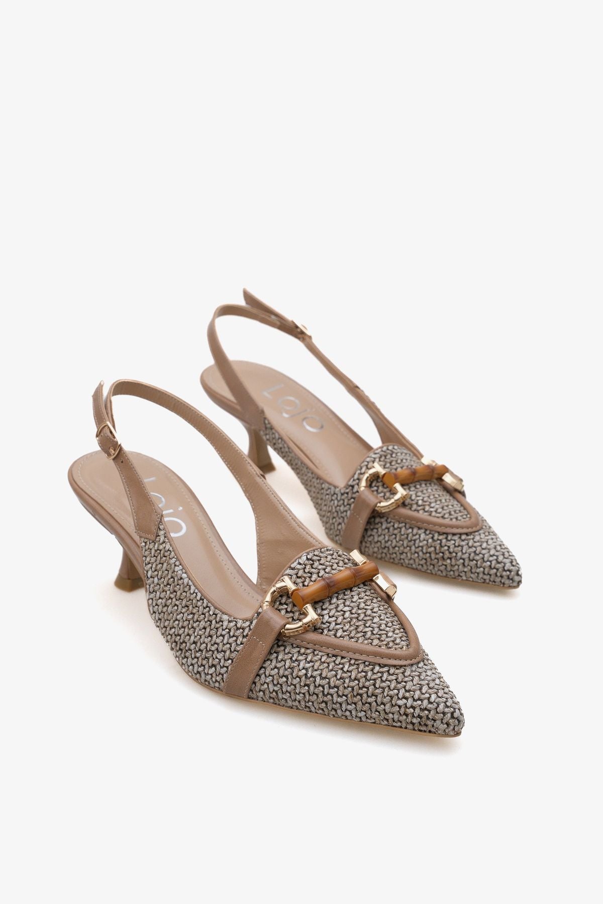 Kadın Tokalı Hasır Detaylı Sivri Burun Topuklu Ayakkabı Angela