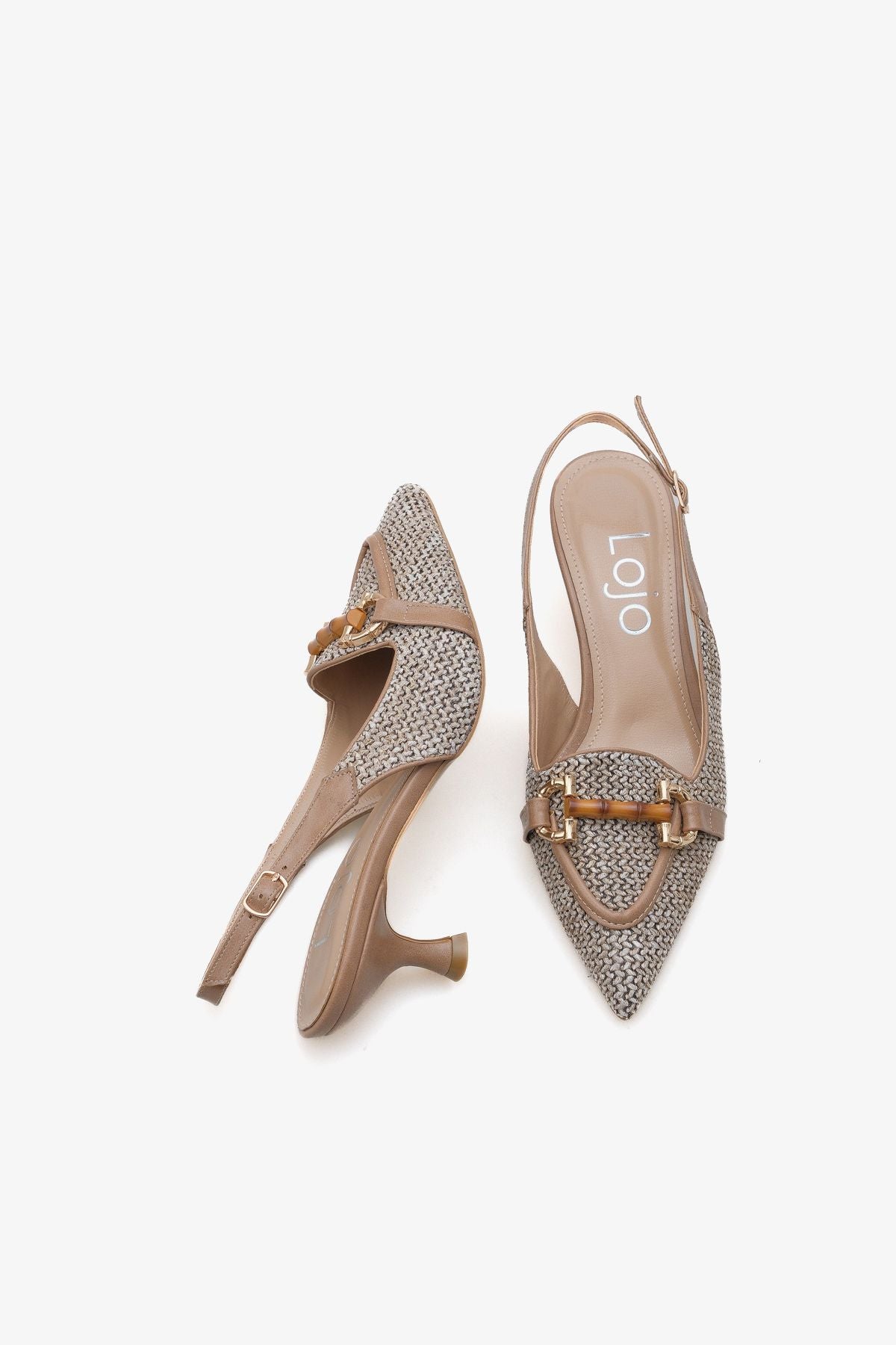 Kadın Tokalı Hasır Detaylı Sivri Burun Topuklu Ayakkabı Angela